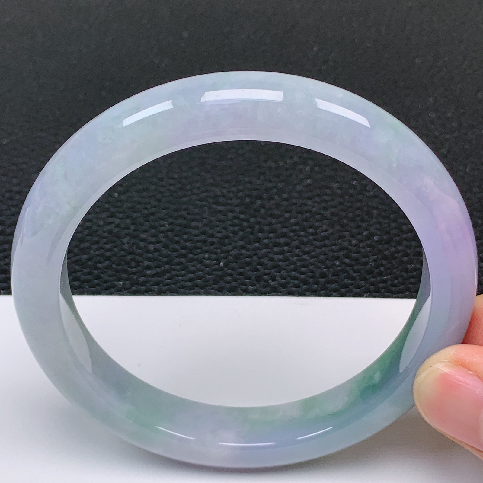 62～63大圈口 天然翡翠老坑冰润紫罗兰手镯 尺寸62.8*12*8.8mm