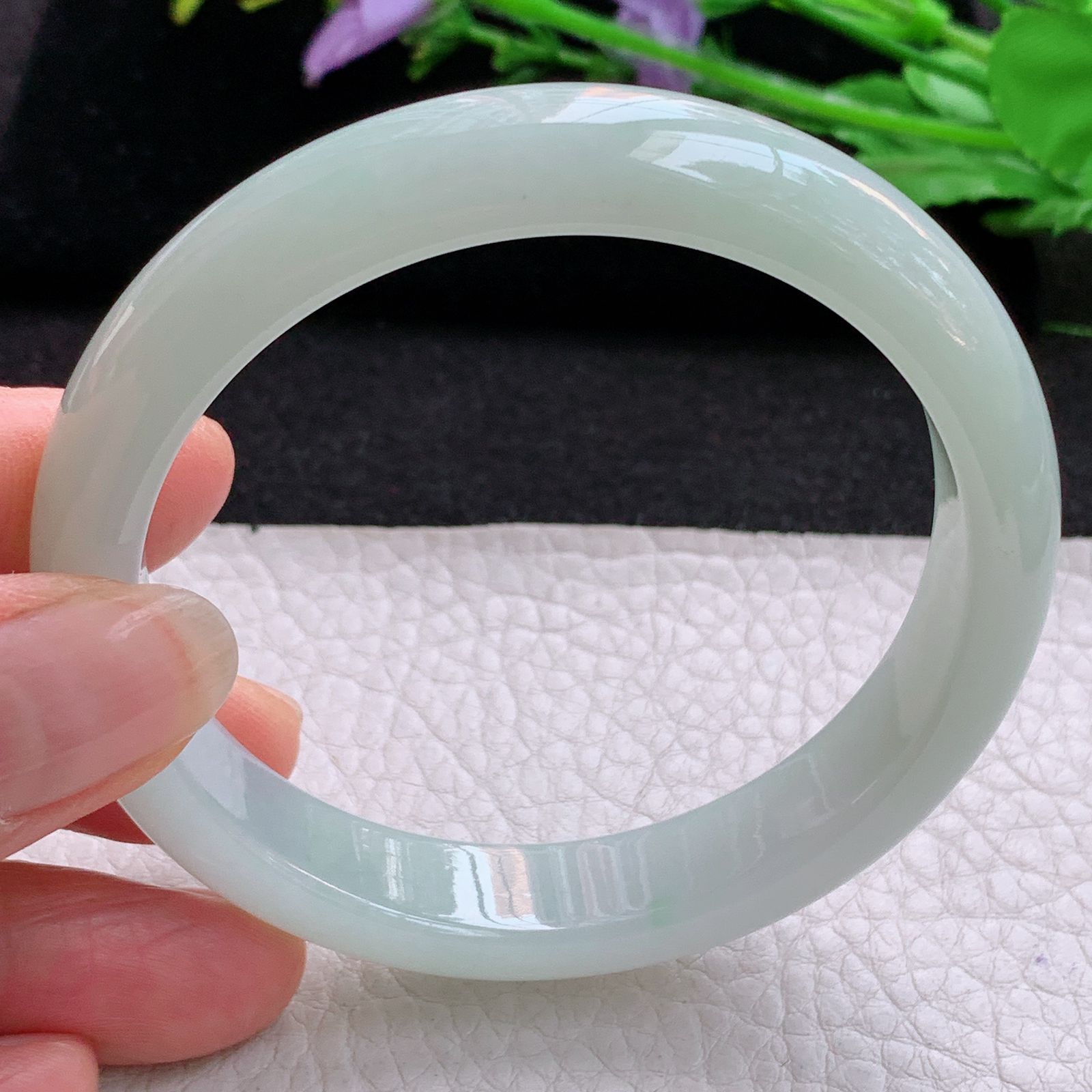 xx实拍58*12*7.8平安镯 天然缅甸翡翠A货晴绿冰胶宽边玉手环