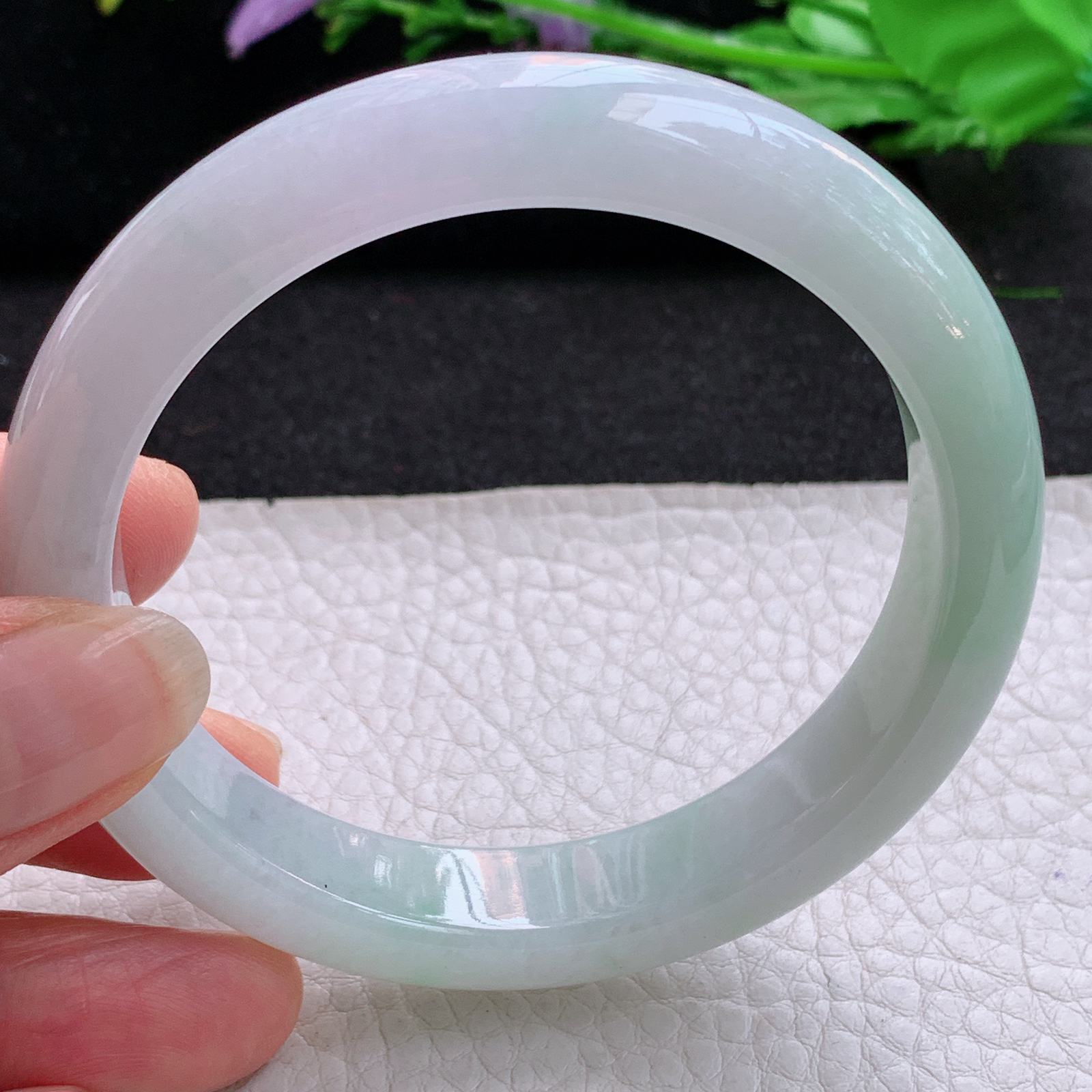 xx实拍58*12*8.5平安镯 天然缅甸翡翠A货水润清新宽边玉手环