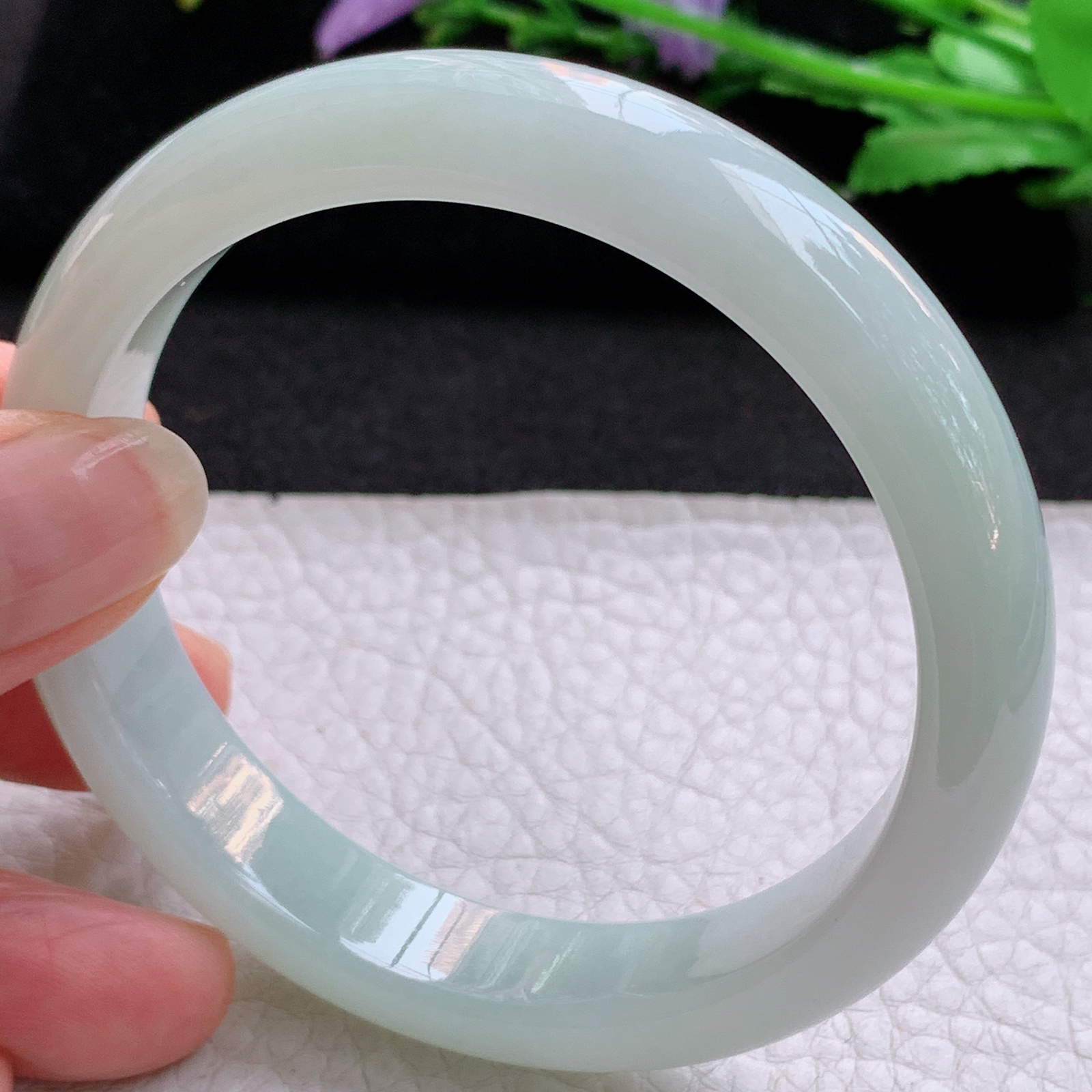 xx实拍58*12*7.8平安镯 天然缅甸翡翠A货晴绿冰胶宽边玉手环