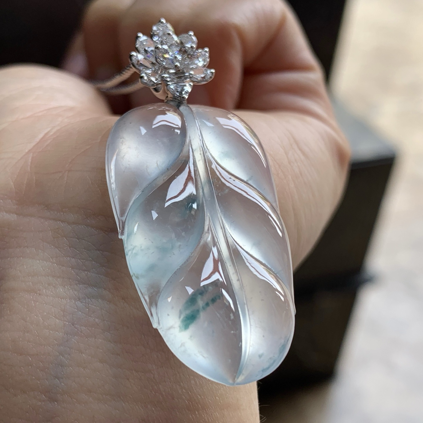 金扣高冰蓝花叶子^_^透亮 荧光十足 饱满