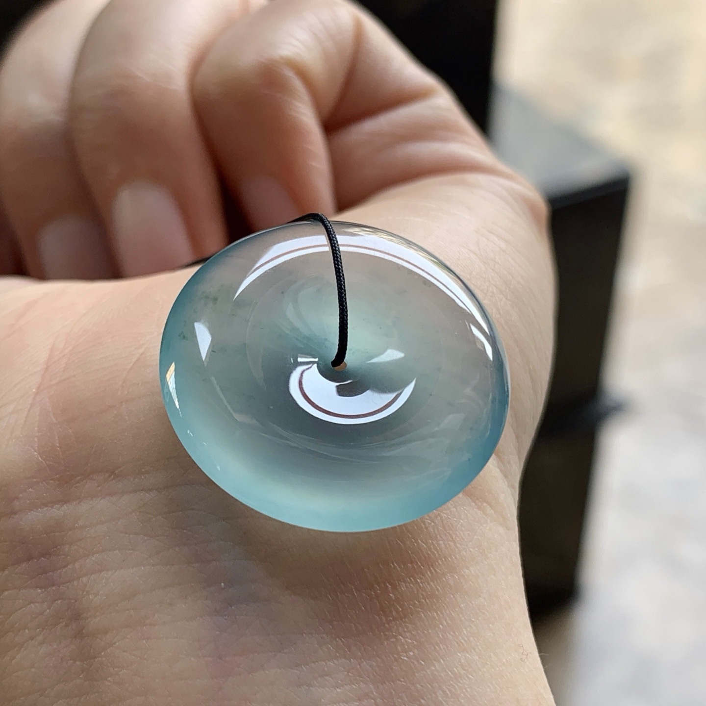 冰蓝平安扣^_^很纯 冰透