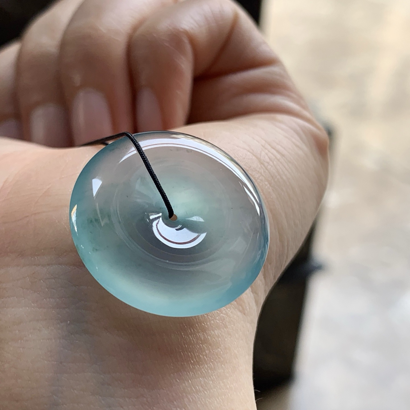 冰蓝平安扣^_^很纯 冰透