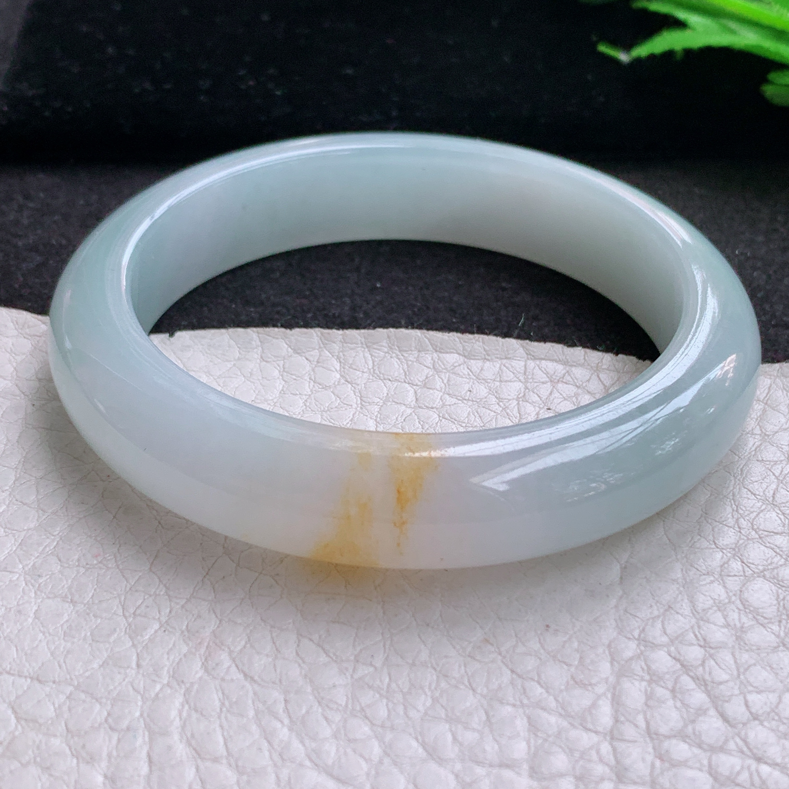 h实拍54.8*12.3*8.6招财镯 天然缅甸翡翠A冰蓝底飘花宽边玉手环