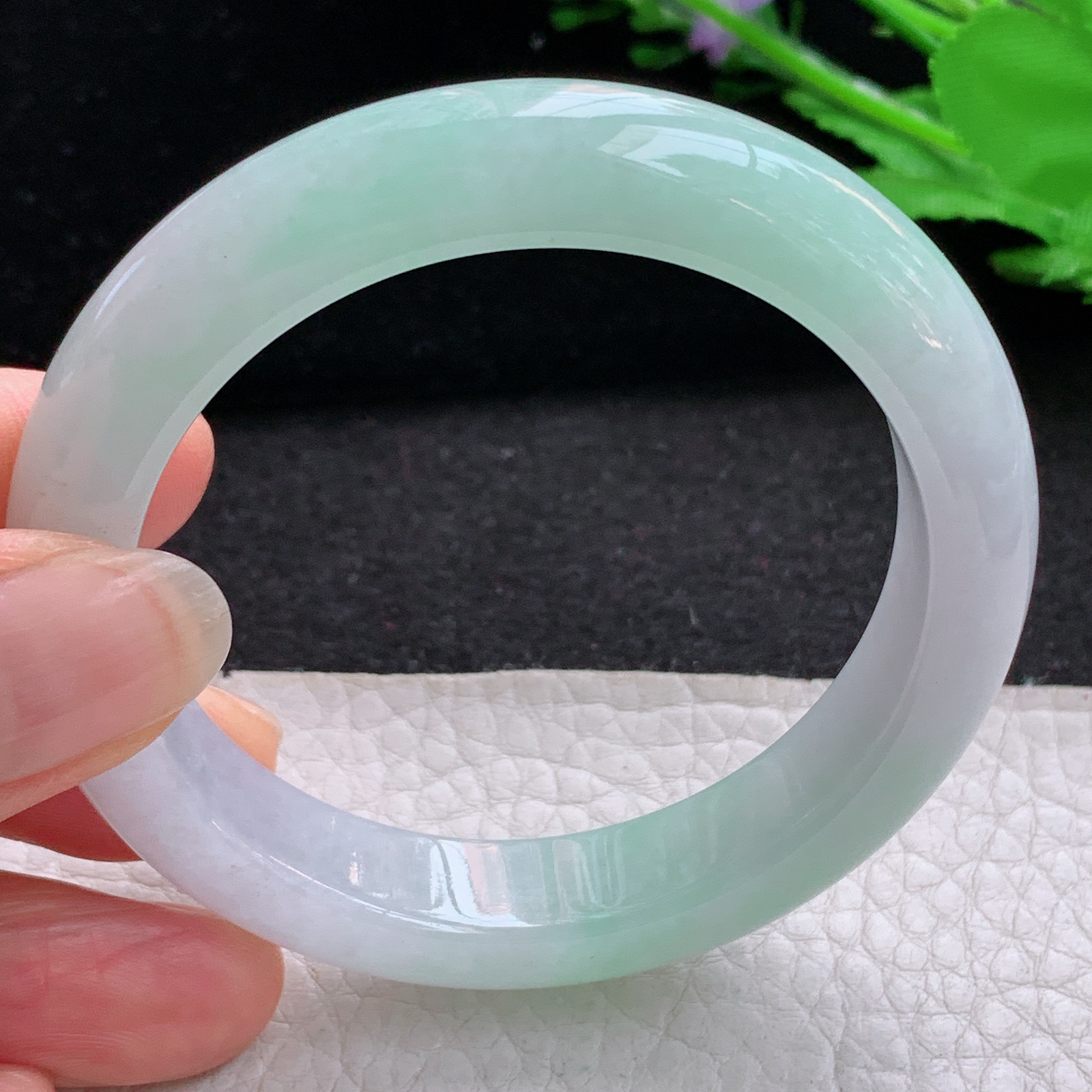 r小圈口清爽款52*11.4*8.4平安镯 天然缅甸翡翠A货冰绿宽边玉手环