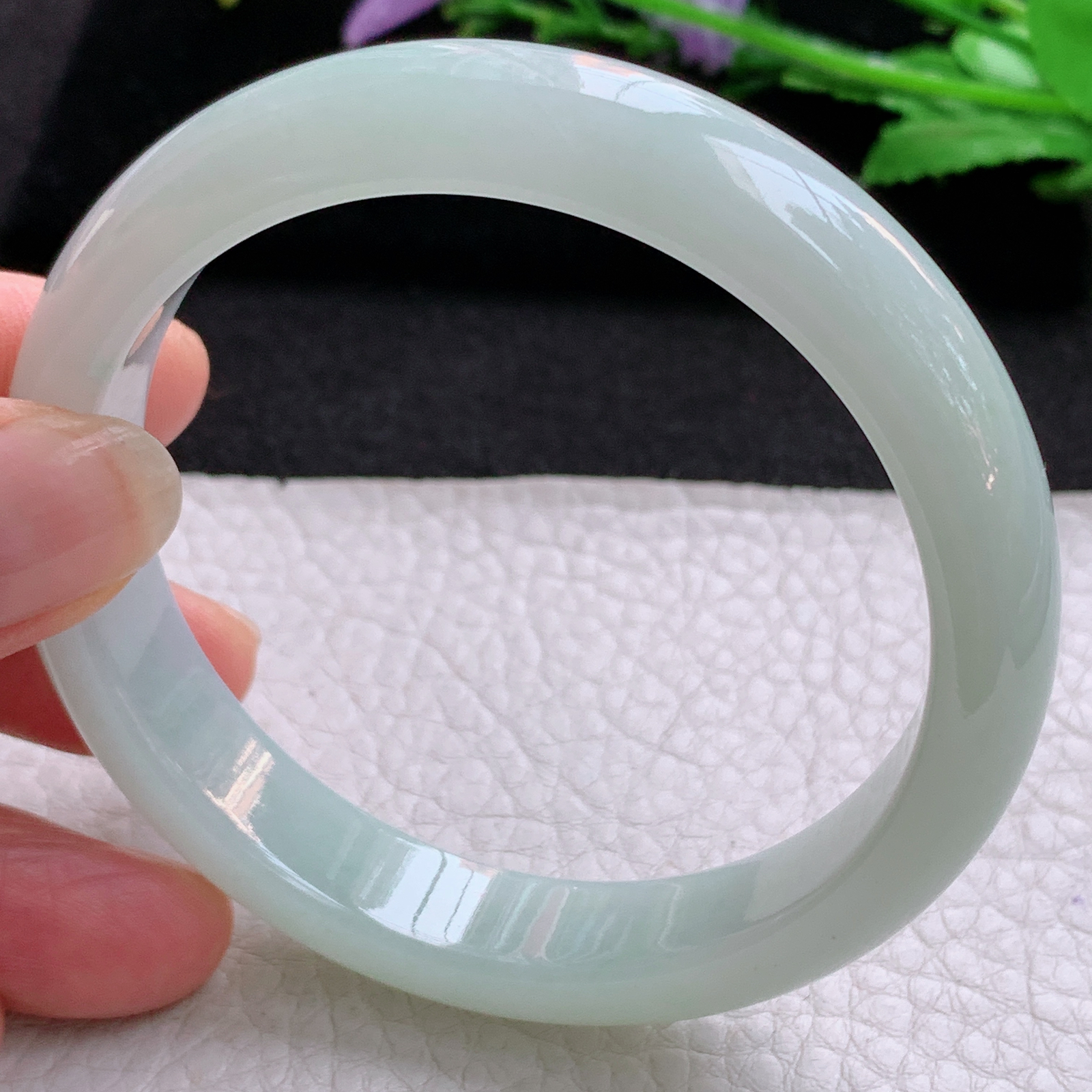 xx实拍58*12*7.8平安镯 天然缅甸翡翠A货晴绿冰胶宽边玉手环