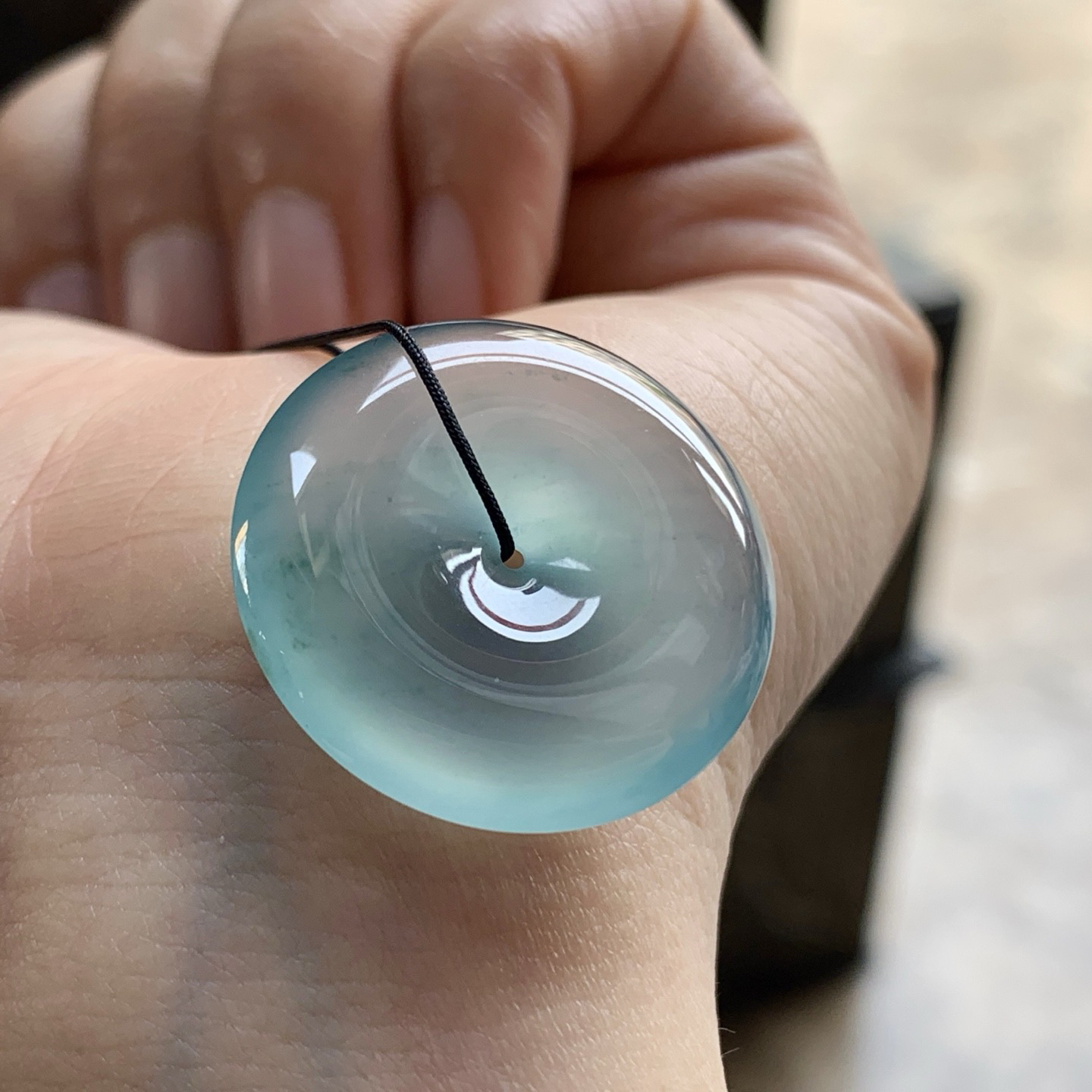 冰蓝平安扣^_^很纯 冰透