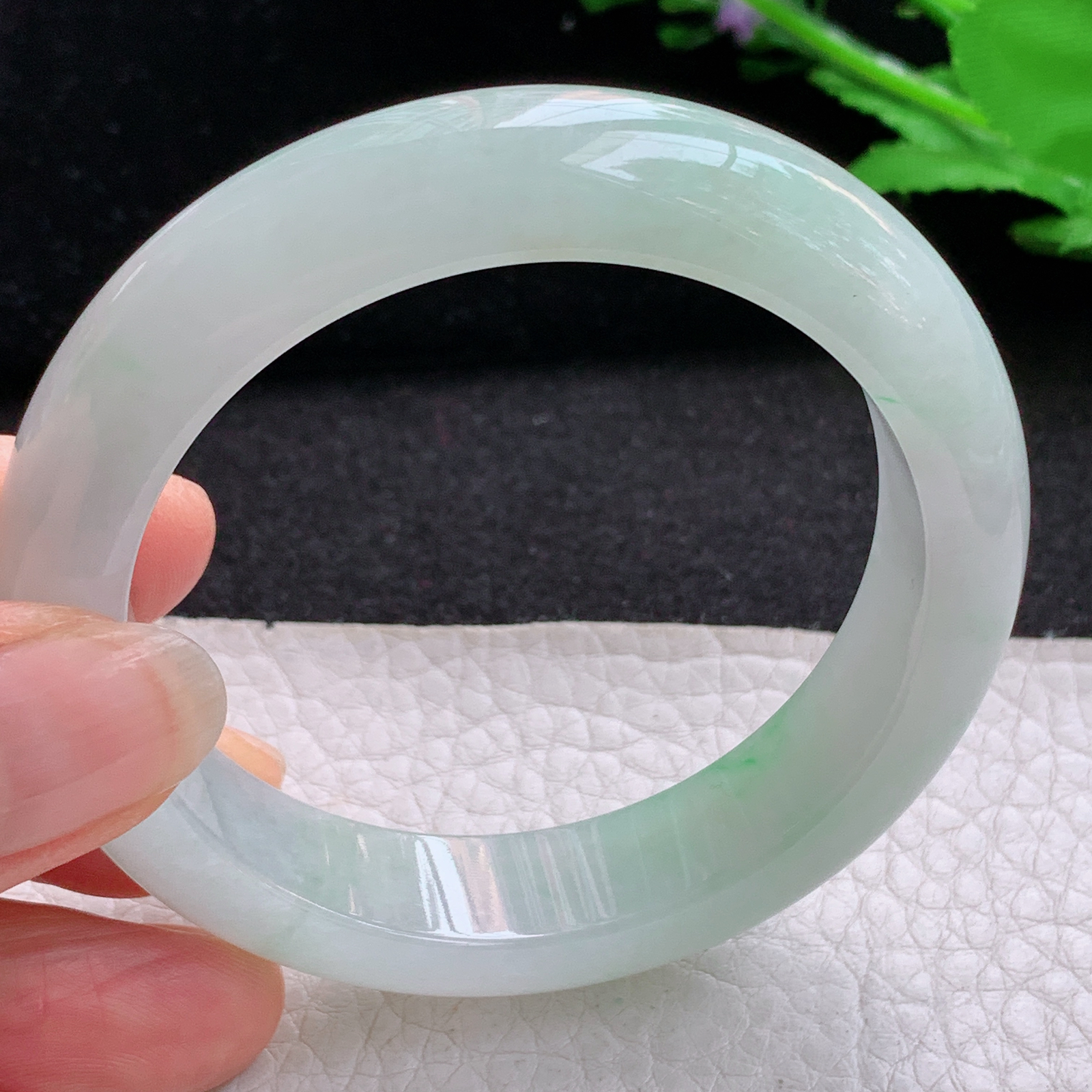 r小圈口年轻款52.5*13*8.3平安镯 天然缅甸翡翠A货清爽宽边玉手环