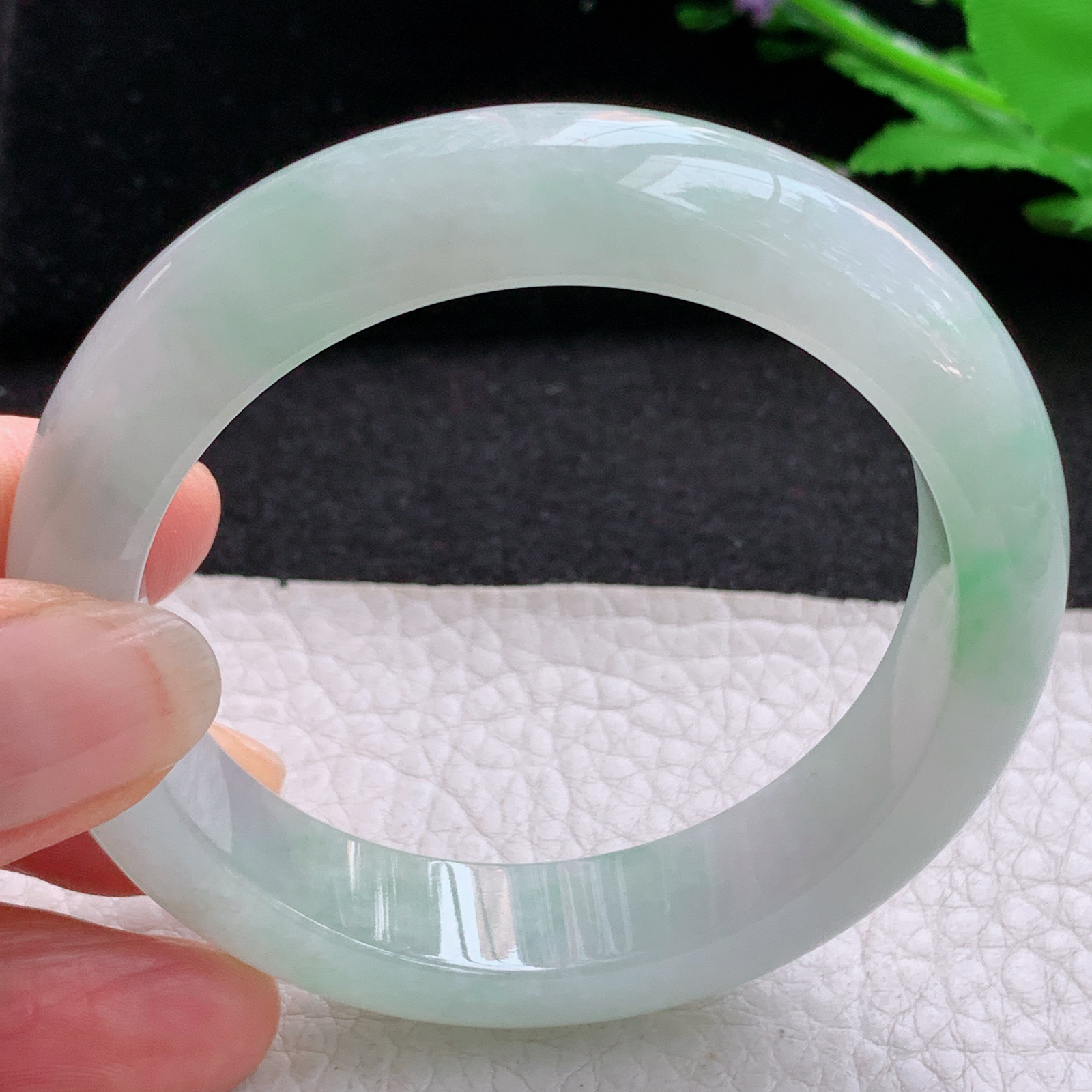 r小圈口年轻款52.5*13*8.3平安镯 天然缅甸翡翠A货清爽宽边玉手环