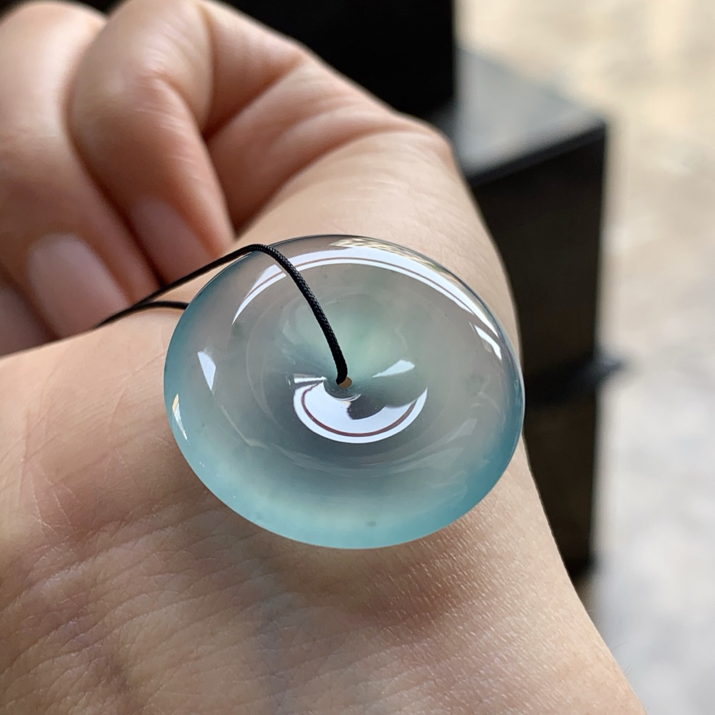 冰蓝平安扣^_^很纯 冰透