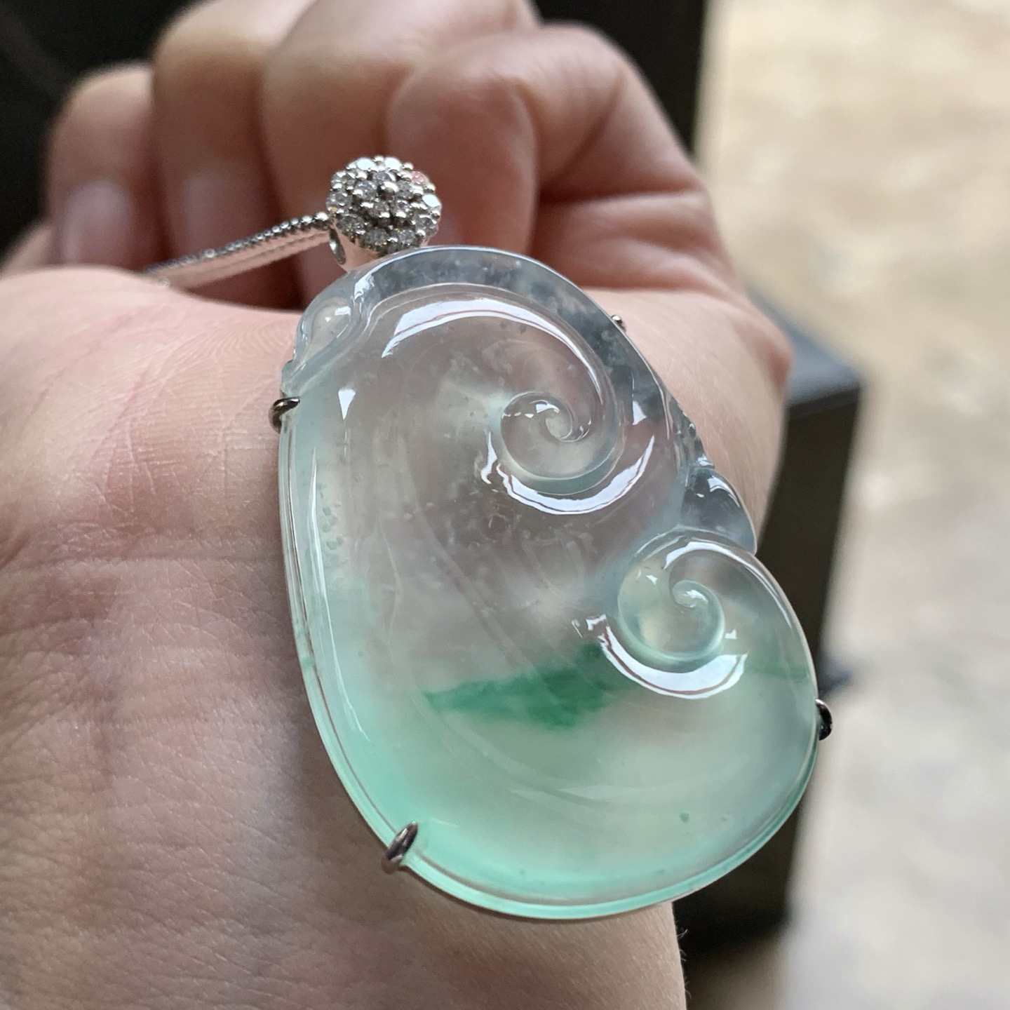 金钻镶嵌冰晴如意^_^绿花 冰透