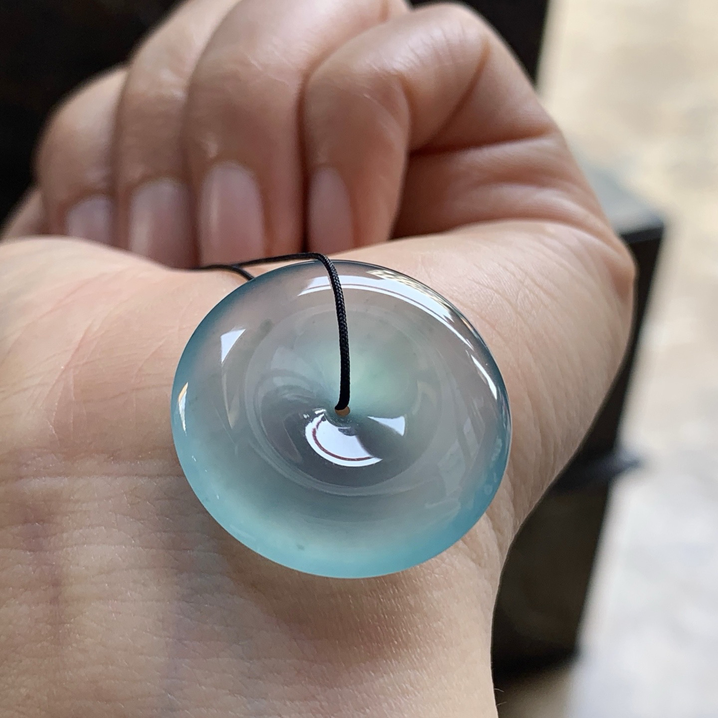 冰蓝平安扣^_^很纯 冰透