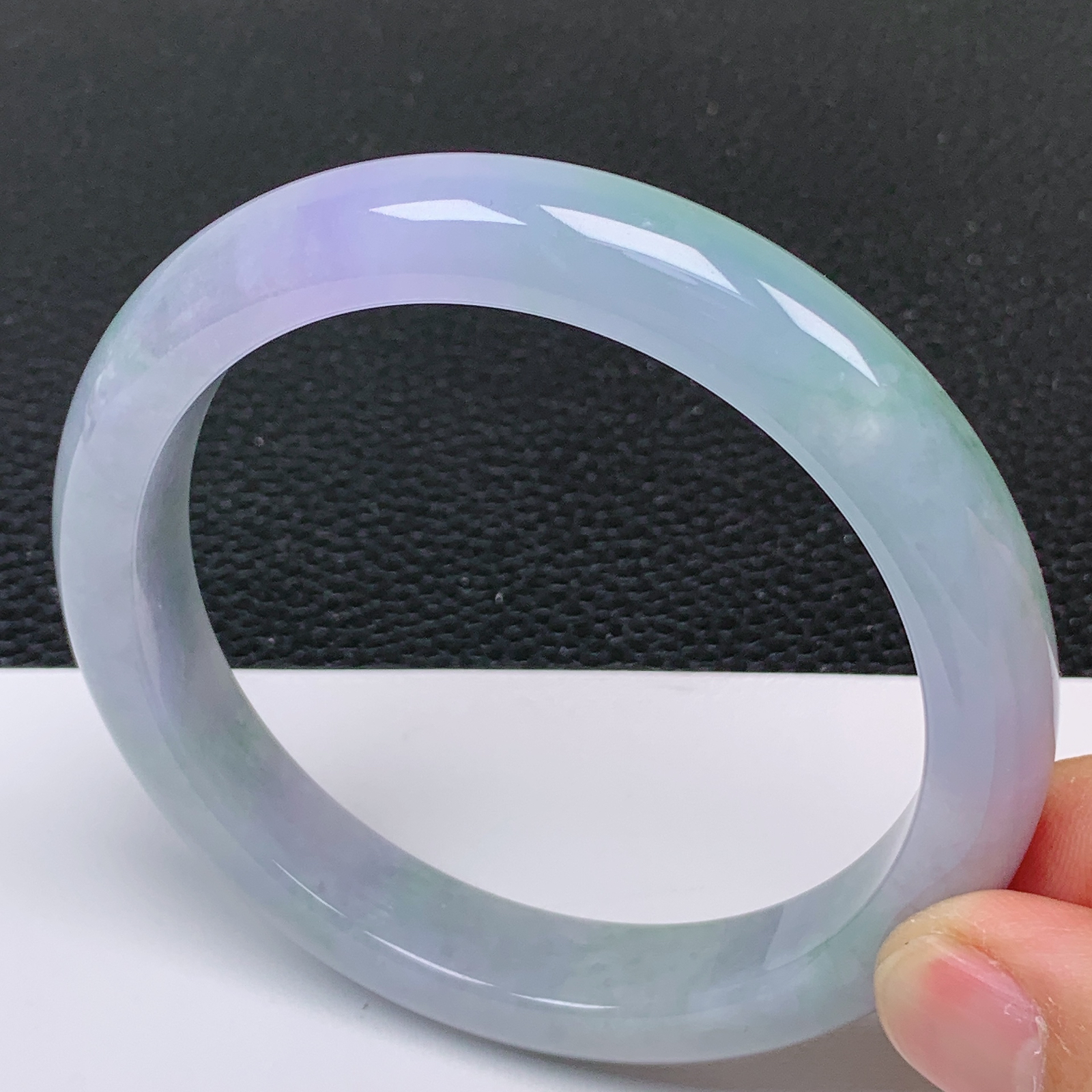 62～63大圈口 天然翡翠老坑冰润紫罗兰手镯 尺寸62.8*12*8.8mm