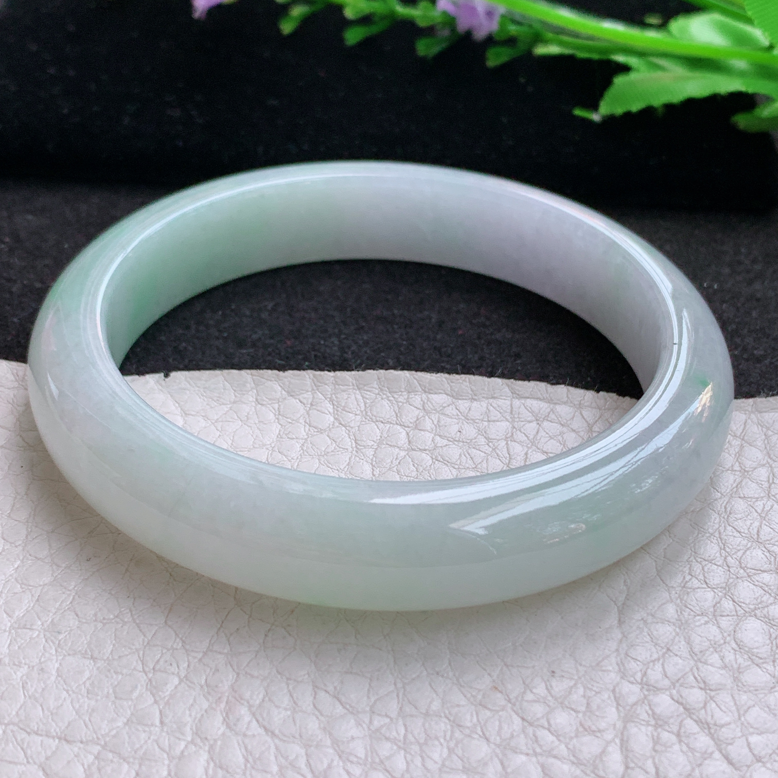 xx实拍58*12*8.5平安镯 天然缅甸翡翠A货水润清新宽边玉手环