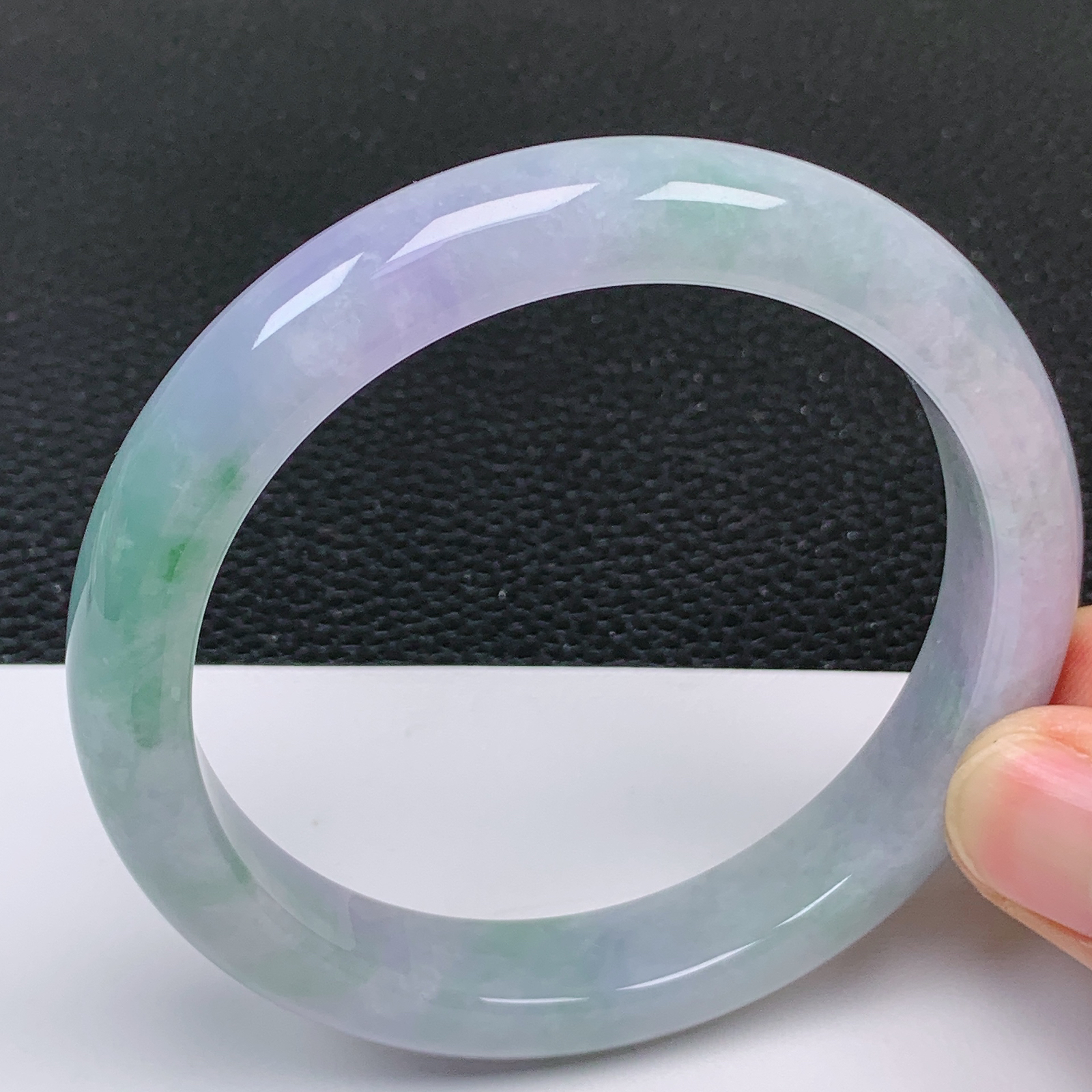 62～63大圈口 天然翡翠老坑冰润紫罗兰手镯 尺寸62.8*12*8.8mm