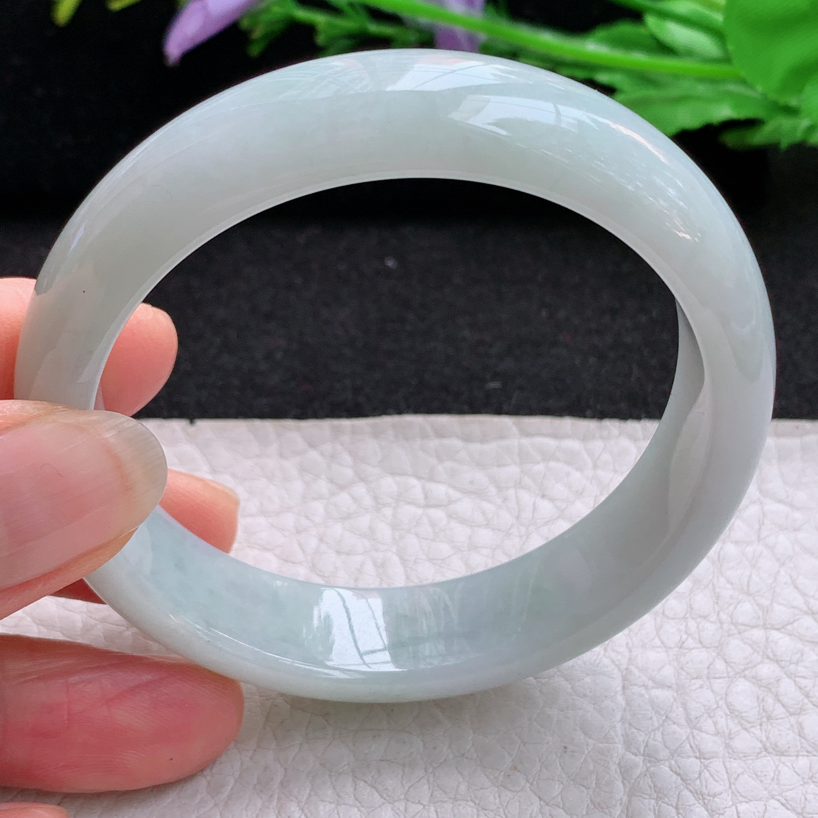 nr纯美款53.5*13.6*7平安镯 天然缅甸翡翠A货细润淡雅宽边玉手环