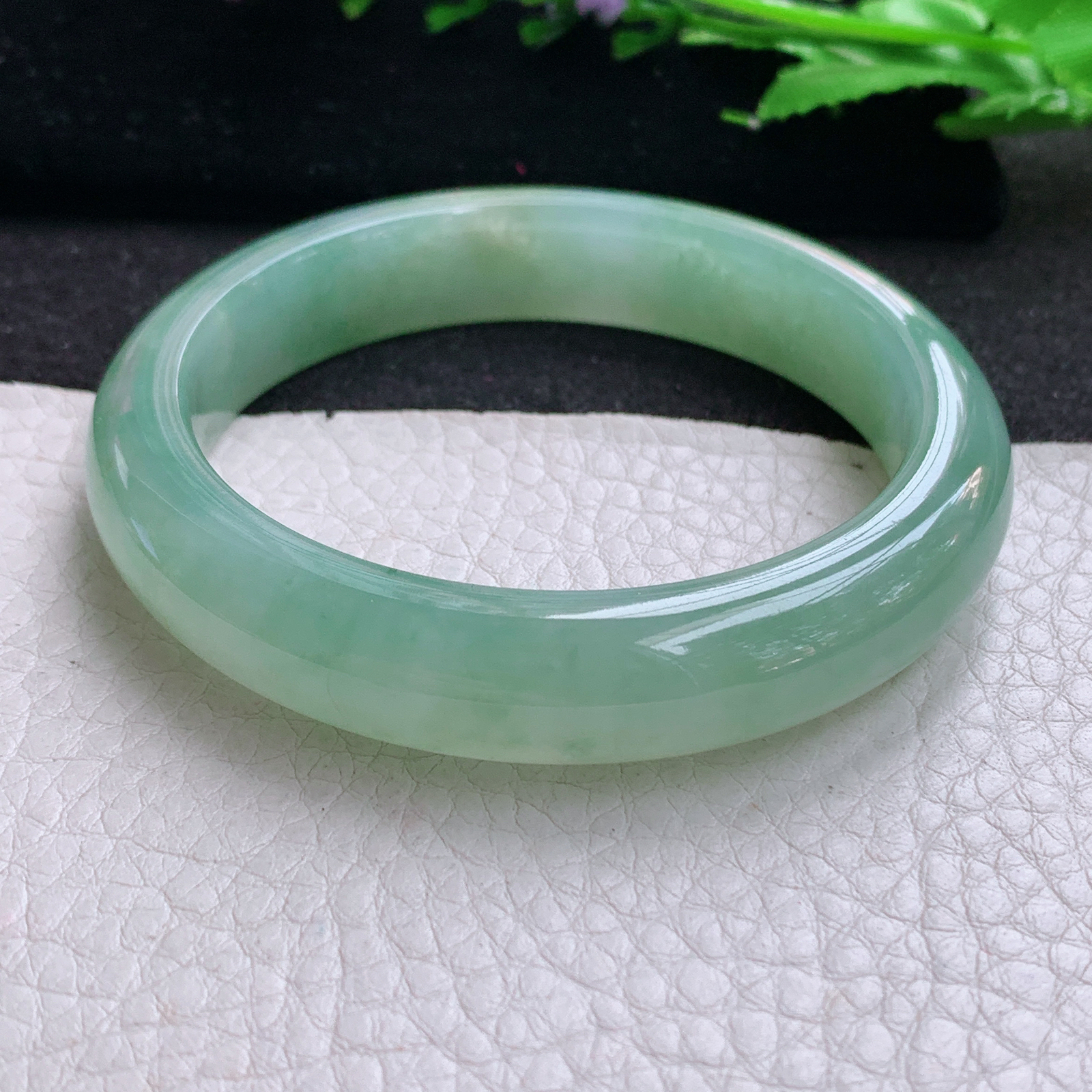 r年轻款55.5*12.5*8.3平安镯 天然缅甸翡翠A货冰晴宽边玉手环