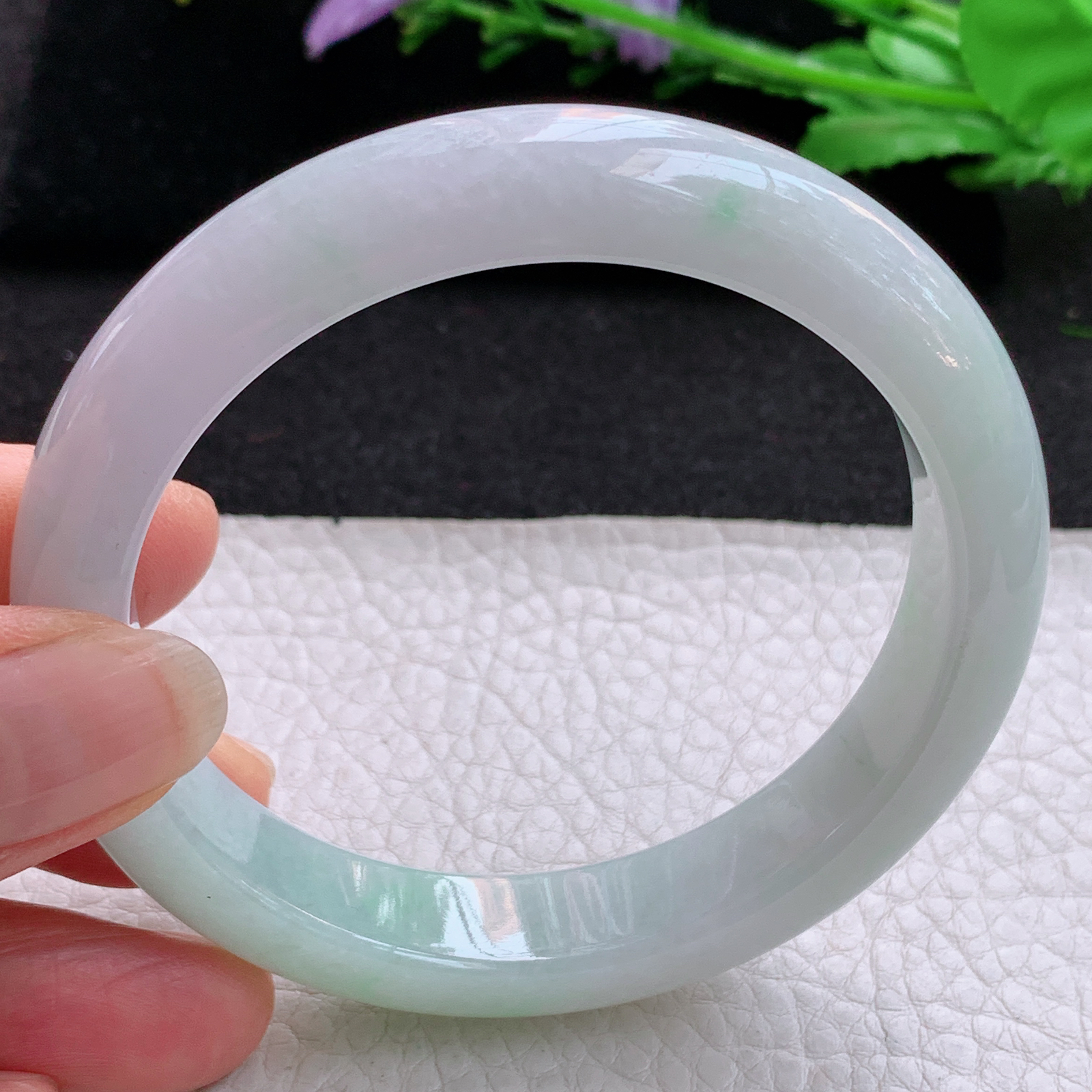 xx实拍58*12*8.5平安镯 天然缅甸翡翠A货水润清新宽边玉手环