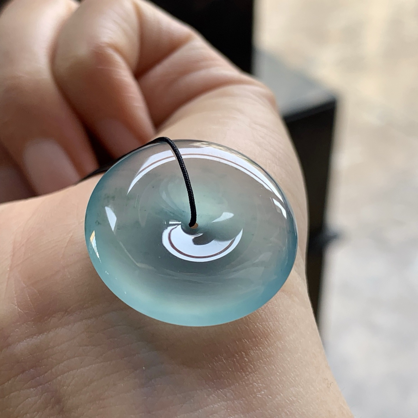 冰蓝平安扣^_^很纯 冰透