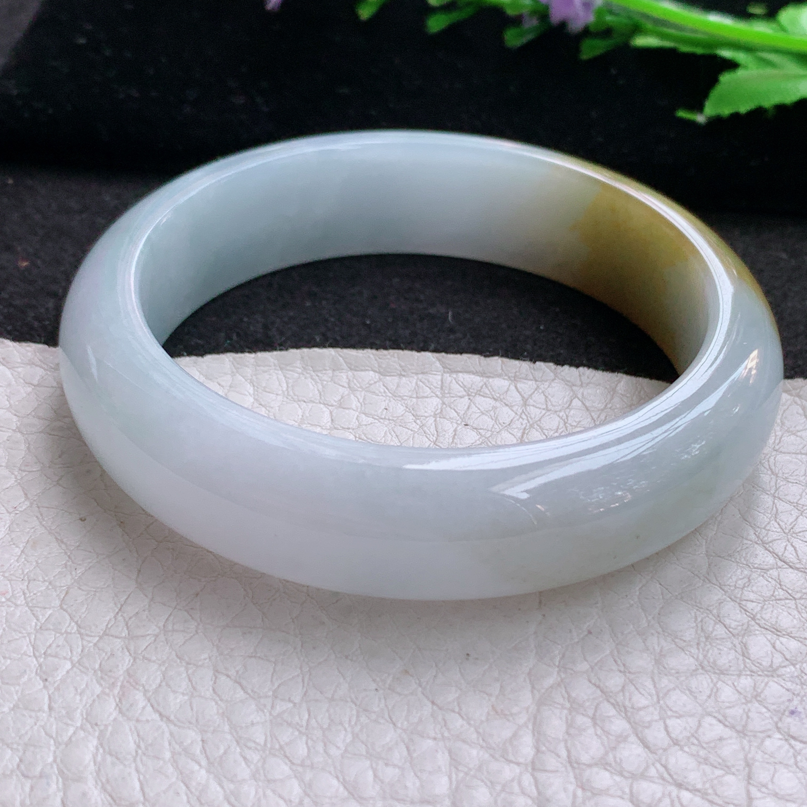 z实拍55.5*14.5*8.5招财镯 天然缅甸翡翠A货胶感双彩宽边玉手环