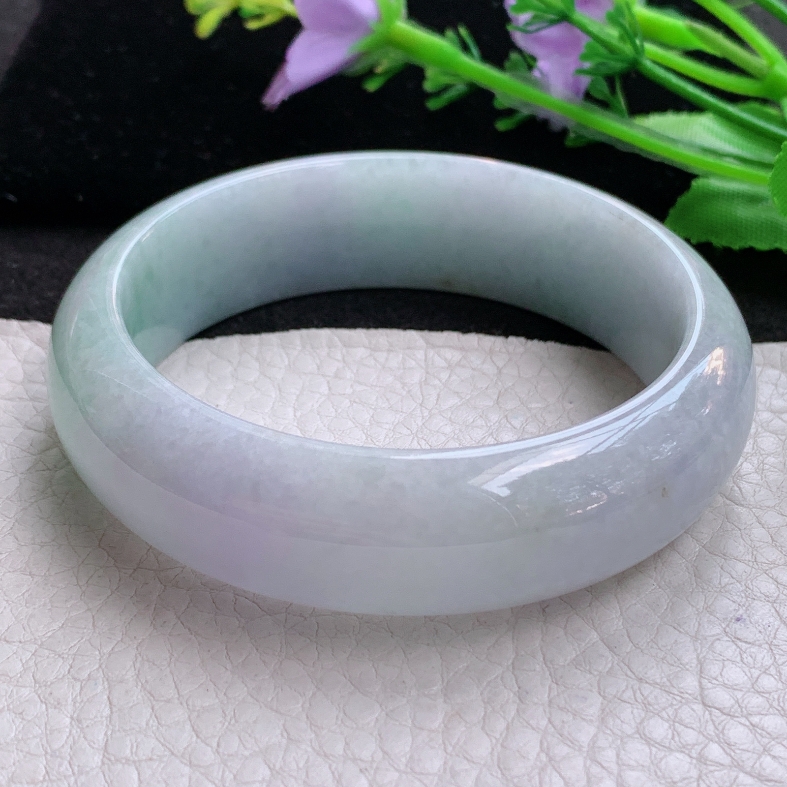 ee实拍57*15.6*8.2轮胎镯 天然缅甸翡翠A货胶感飘绿年轻款宽边玉手环