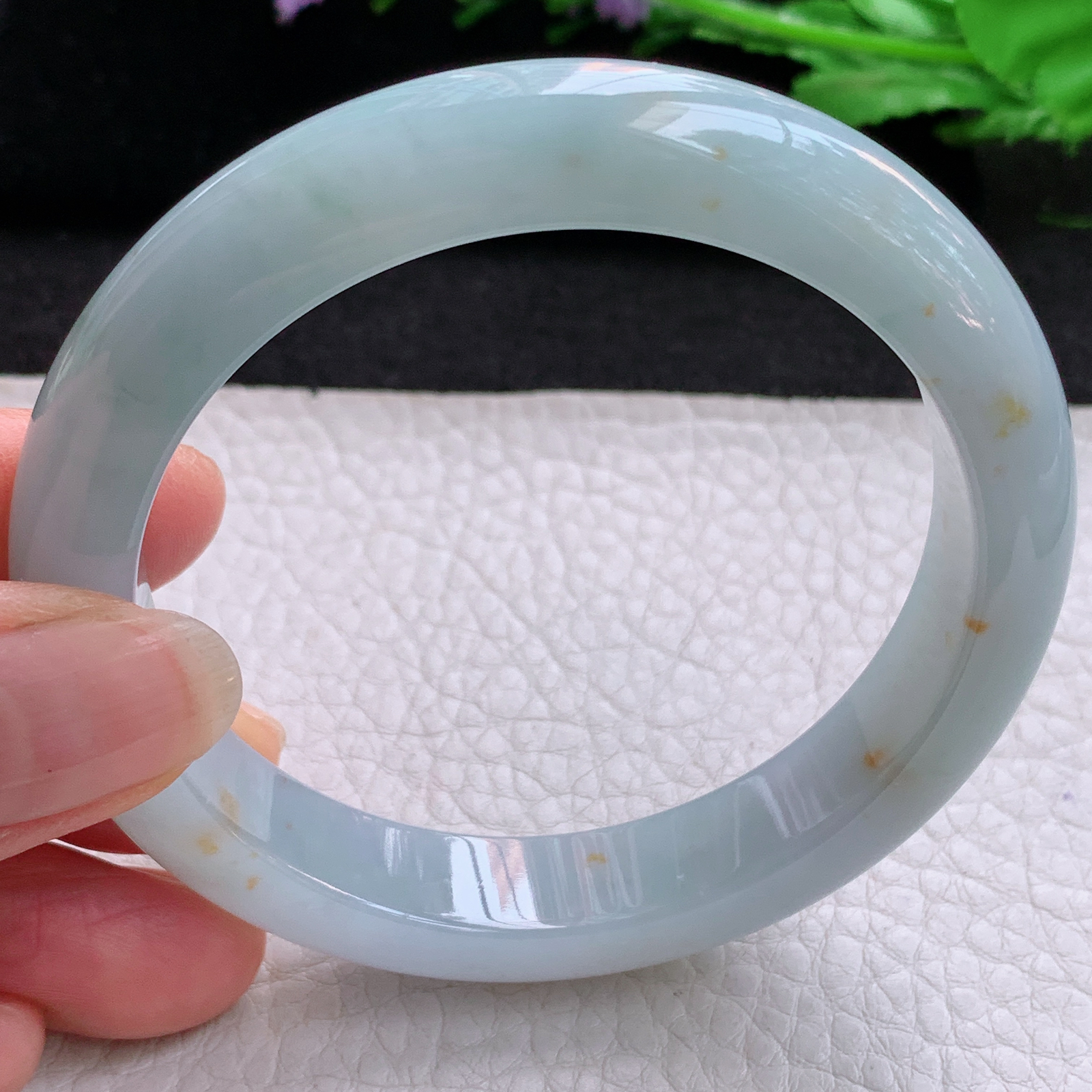 ee实拍57*11.8*8.2平安镯 天然缅甸翡翠A货胶感冰飘花宽边玉手环