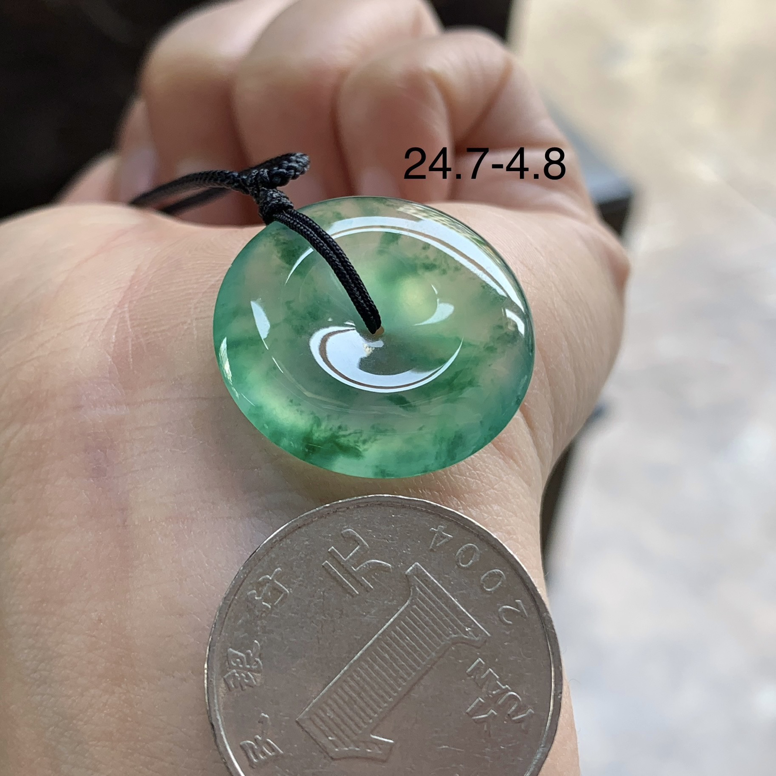 冰种绿花平安扣^_^飘花灵韵 冰透好看