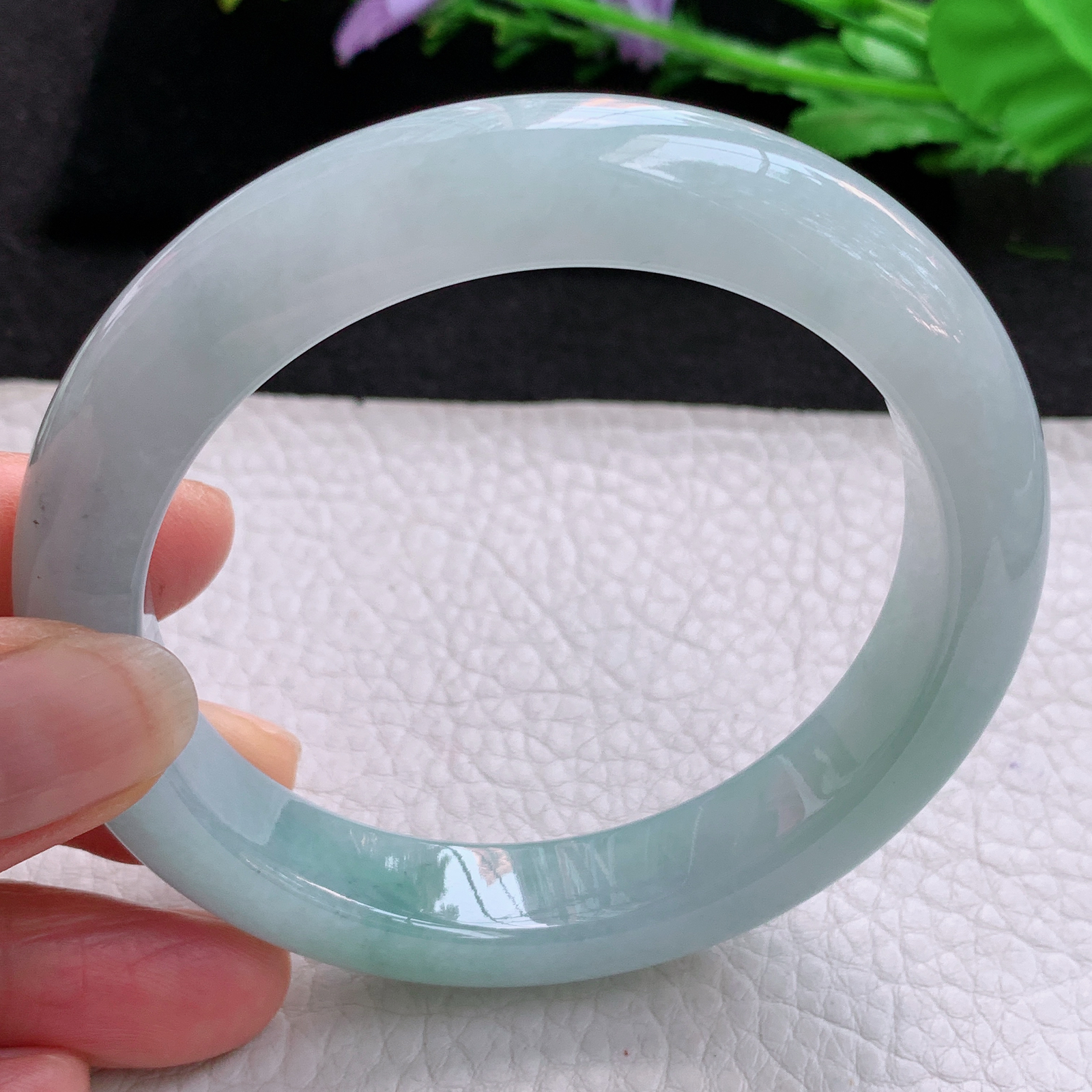 xo大圈口59.8*12.5*9.6招财镯 天然缅甸翡翠A货冰胶半山水宽边玉手环