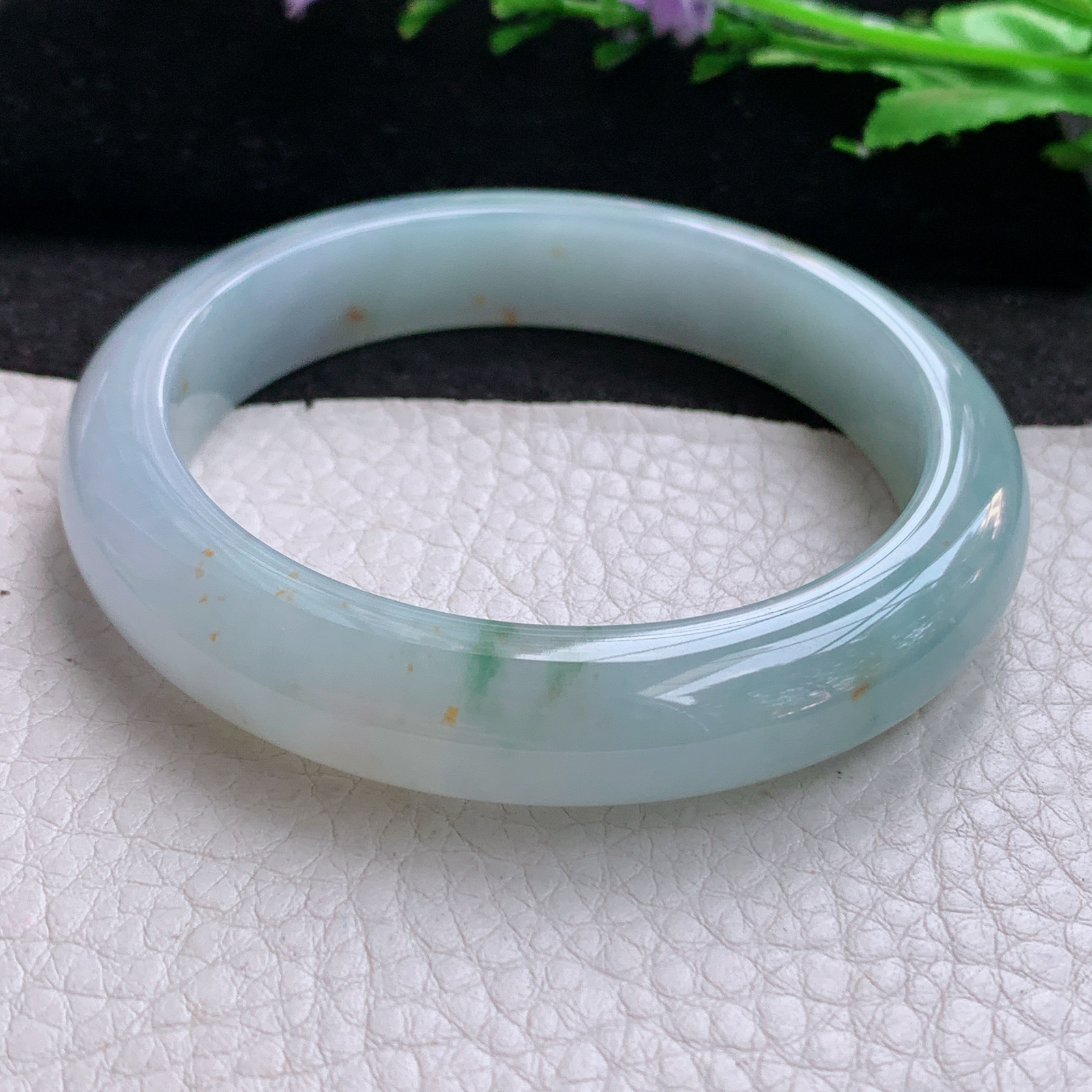 ee实拍57*11.8*8.2平安镯 天然缅甸翡翠A货胶感冰飘花宽边玉手环