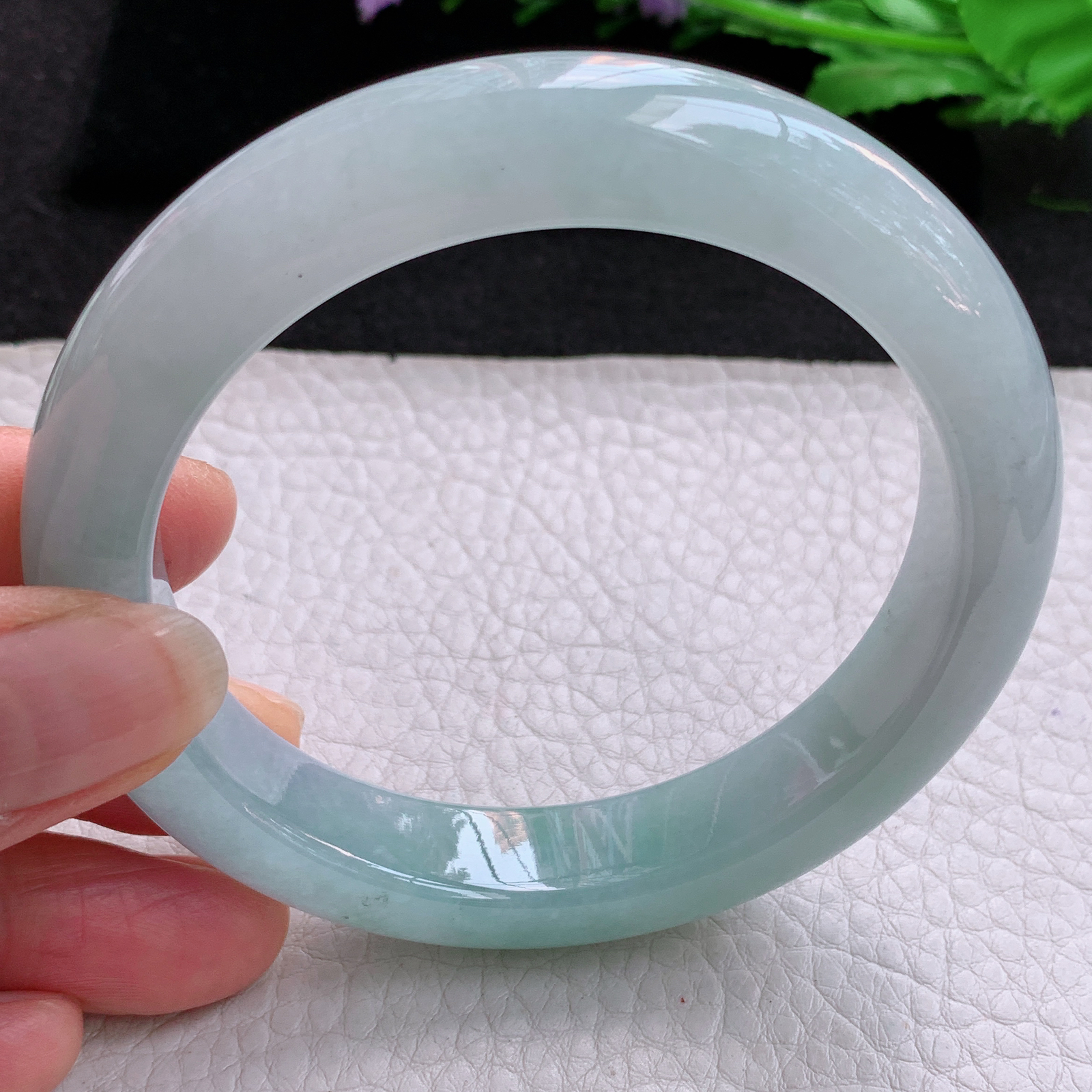 xo大圈口59.8*12.5*9.6招财镯 天然缅甸翡翠A货冰胶半山水宽边玉手环