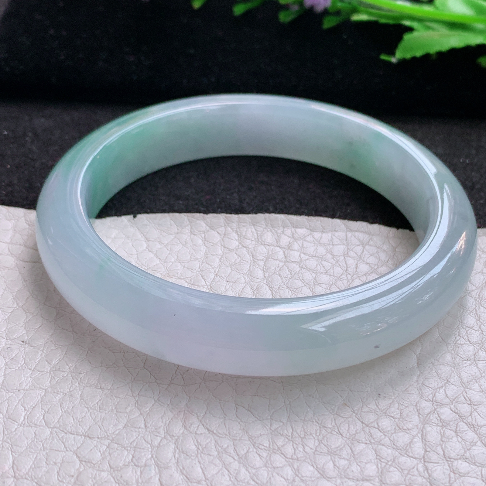 xo实拍58*12*8.5平安镯 天然缅甸翡翠A货清爽高雅宽边玉手环