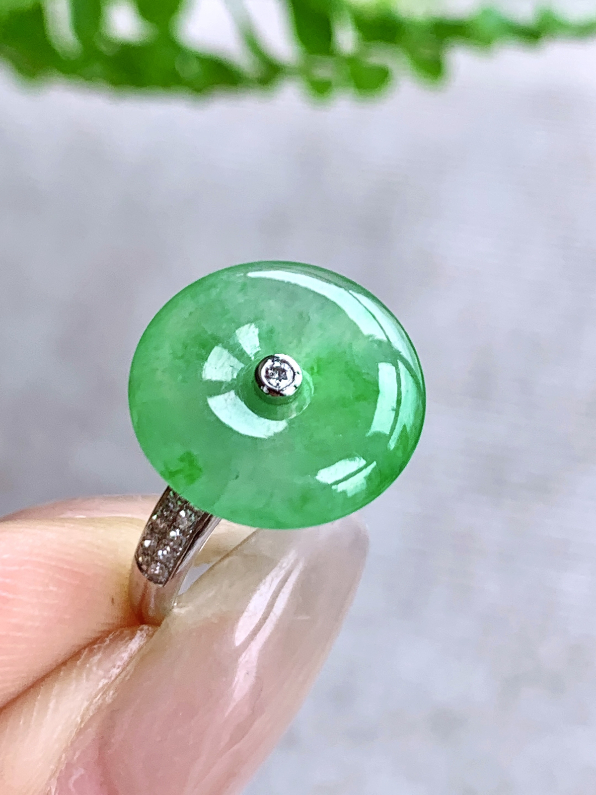【镶嵌】️高冰飘绿花平安扣戒指
【说明】缅料  18k金镶嵌 性价比高  
【裸石】14.3-3.