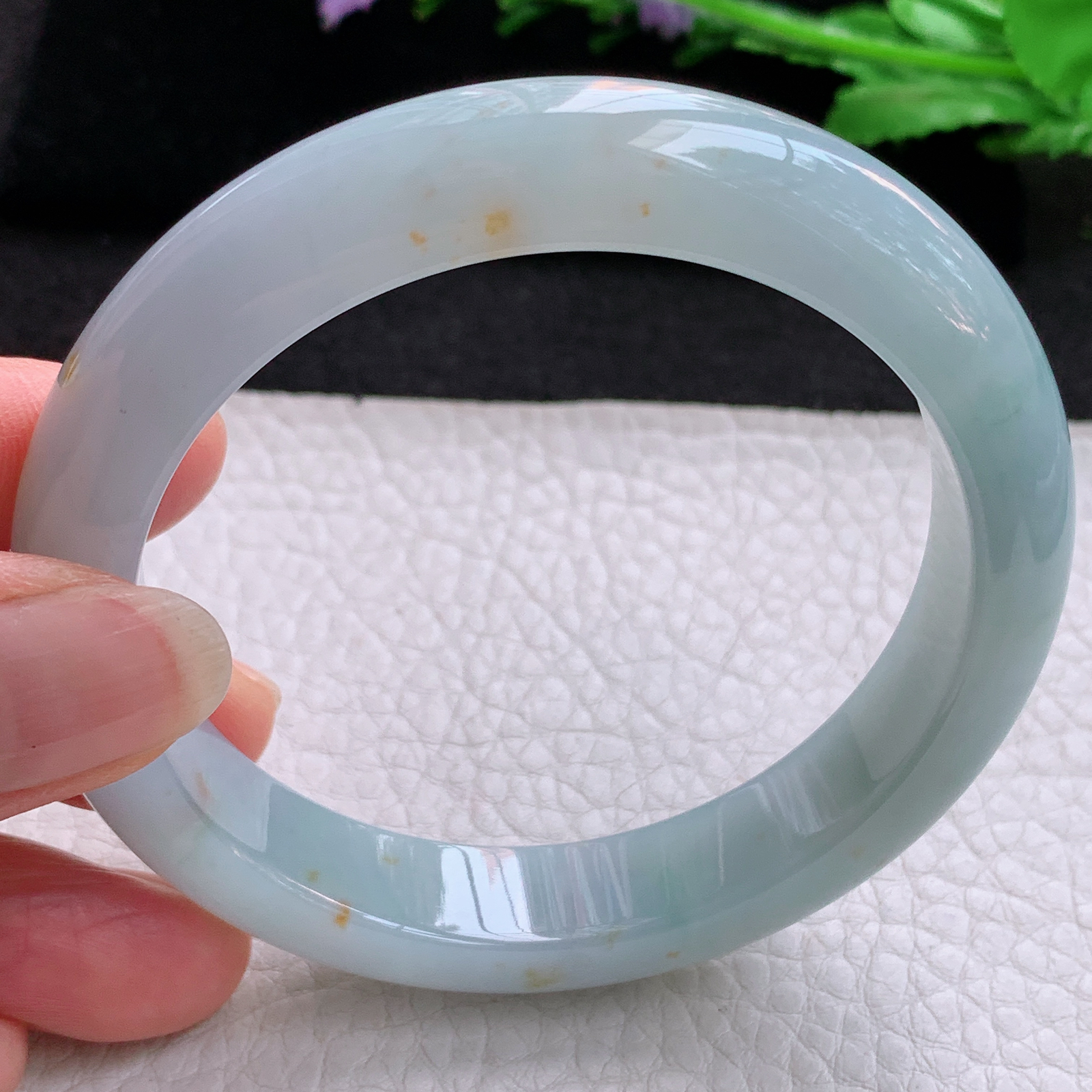 ee实拍57*11.8*8.2平安镯 天然缅甸翡翠A货胶感冰飘花宽边玉手环