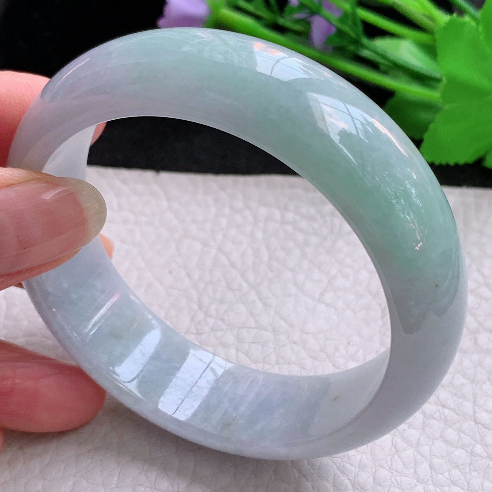 ee实拍57*15.6*8.2轮胎镯 天然缅甸翡翠A货胶感飘绿年轻款宽边玉手环