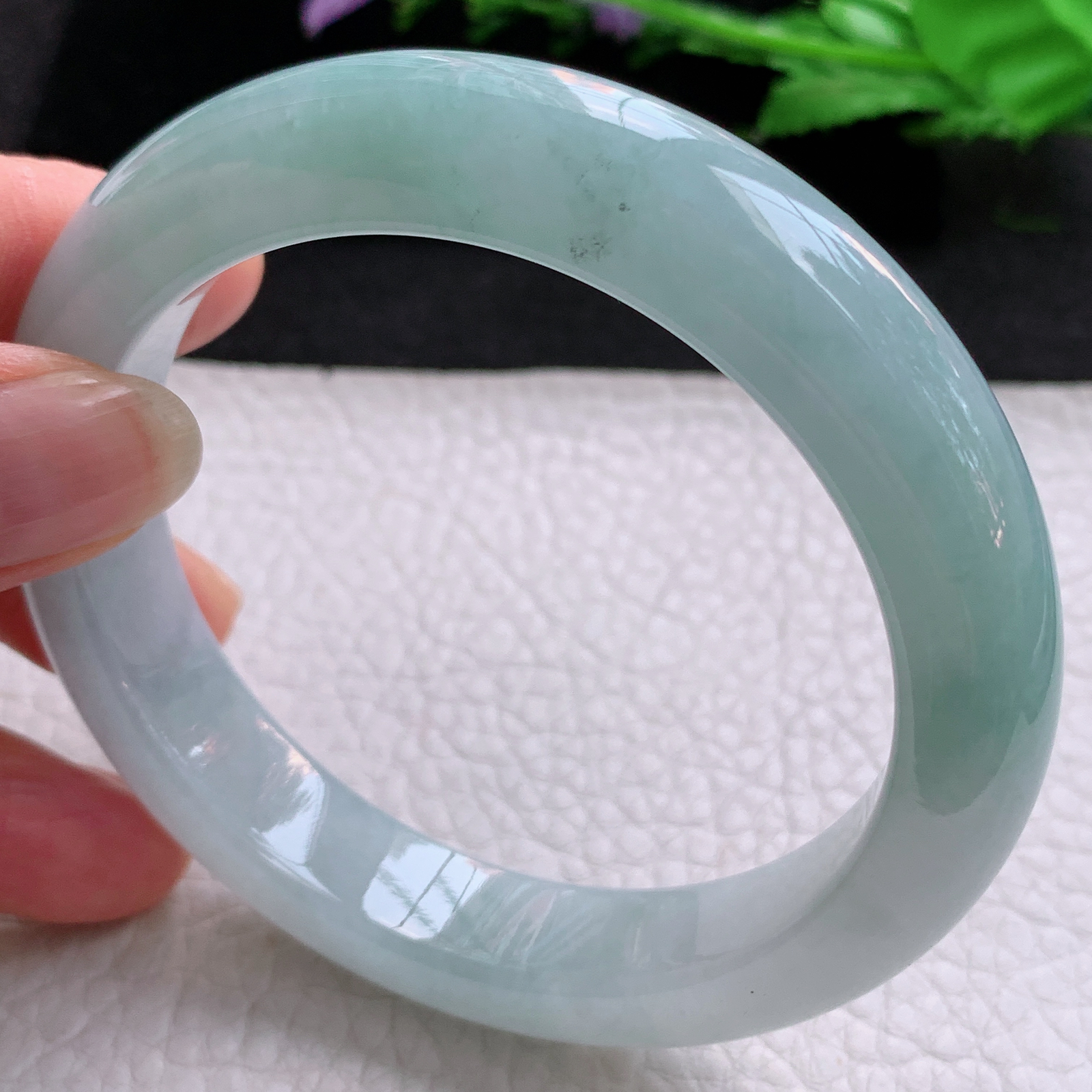 xo大圈口59.8*12.5*9.6招财镯 天然缅甸翡翠A货冰胶半山水宽边玉手环