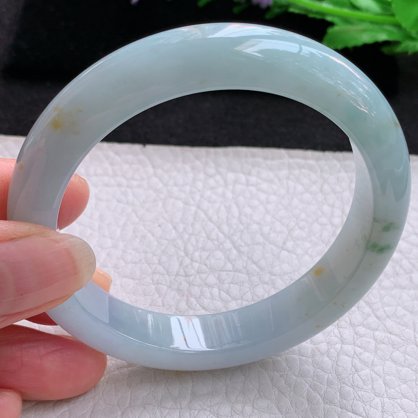 ee实拍57*11.8*8.2平安镯 天然缅甸翡翠A货胶感冰飘花宽边玉手环