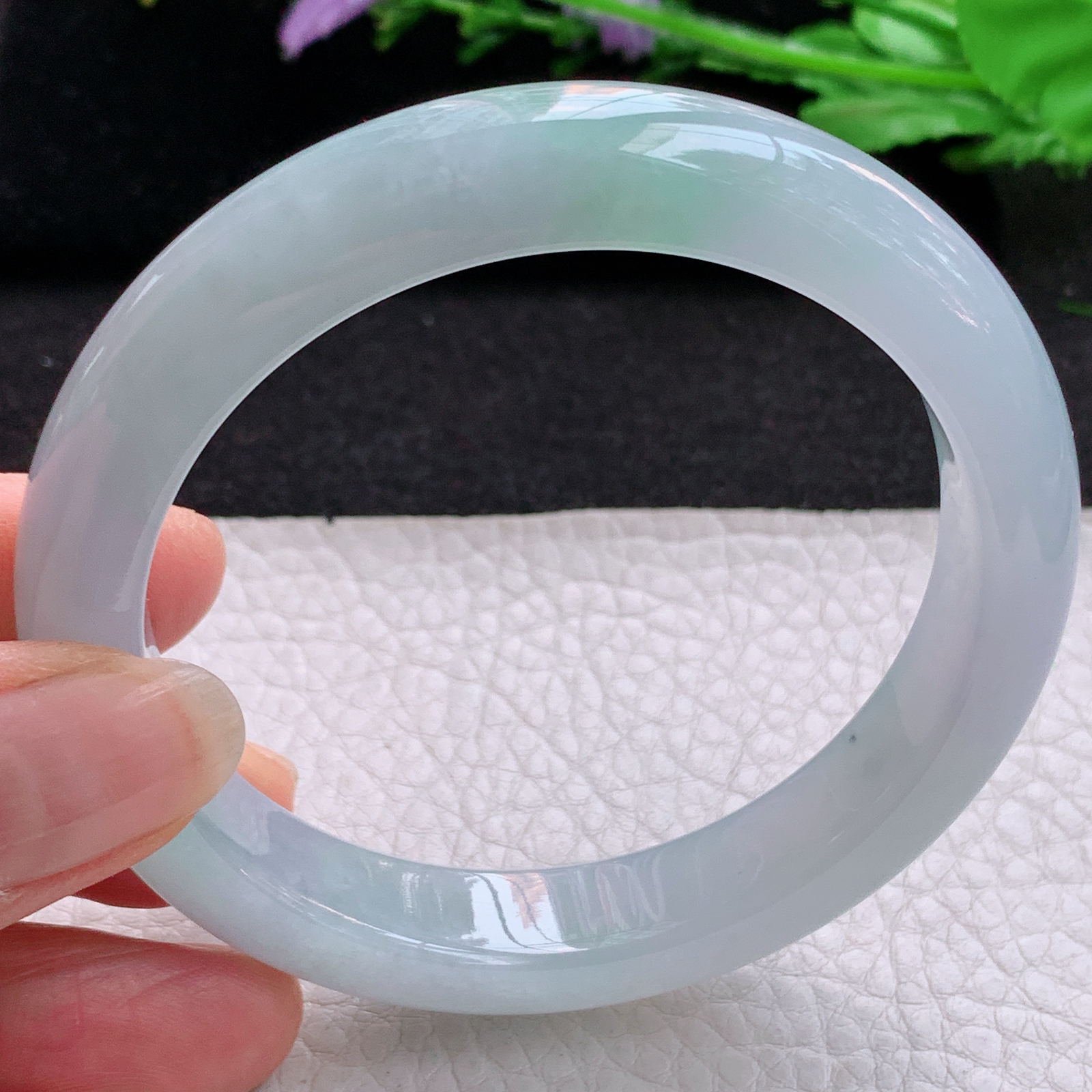 xo实拍58*12*8.5平安镯 天然缅甸翡翠A货清爽高雅宽边玉手环