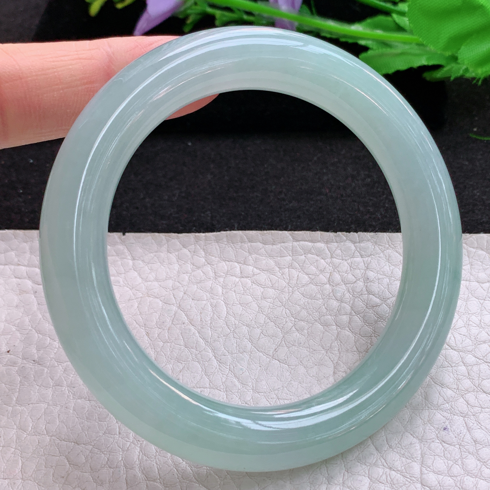 xo冰润晴绿款57*10.3*10.8美人镯 天然缅甸翡翠A货冰晴圆条玉手环