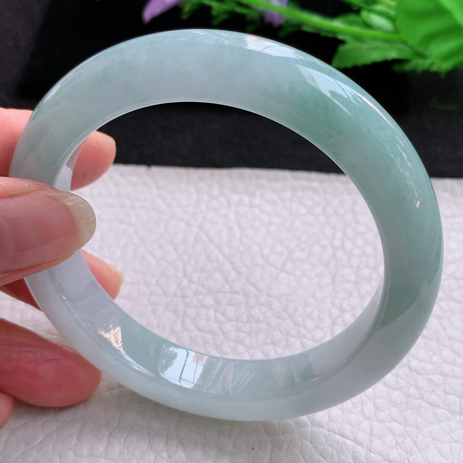 xo大圈口59.8*12.5*9.6招财镯 天然缅甸翡翠A货冰胶半山水宽边玉手环