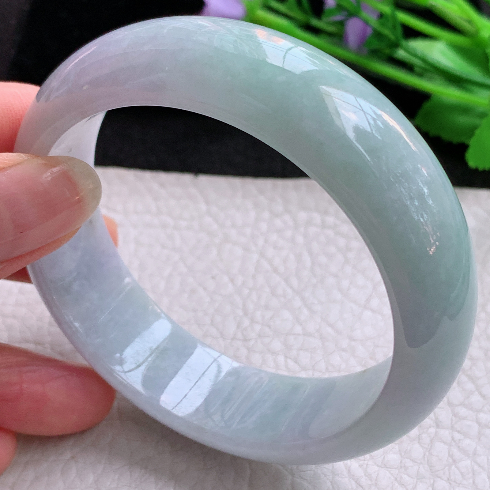 ee实拍57*15.6*8.2轮胎镯 天然缅甸翡翠A货胶感飘绿年轻款宽边玉手环