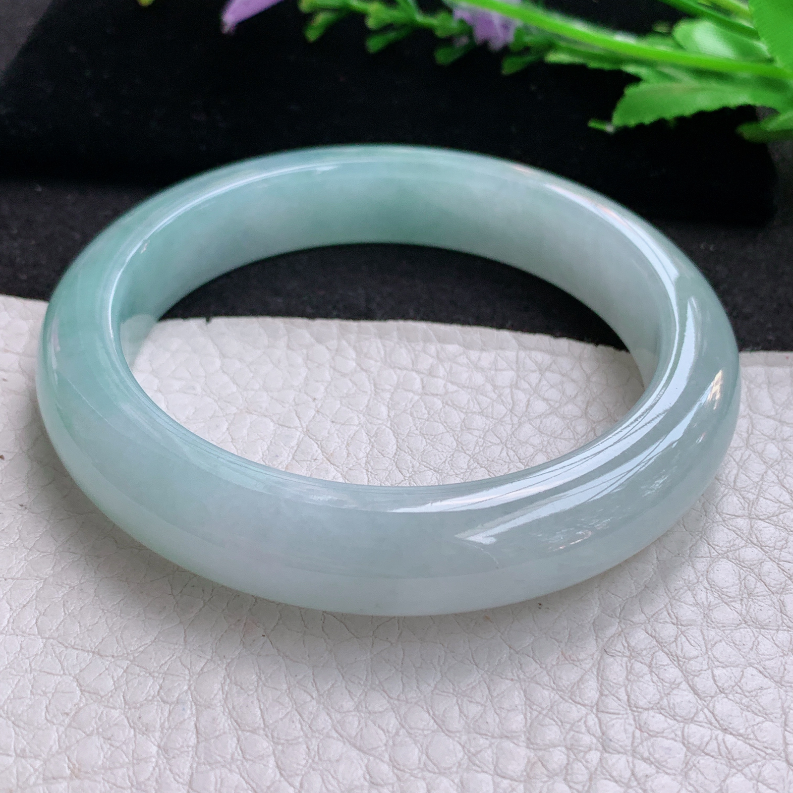 xo大圈口59.8*12.5*9.6招财镯 天然缅甸翡翠A货冰胶半山水宽边玉手环