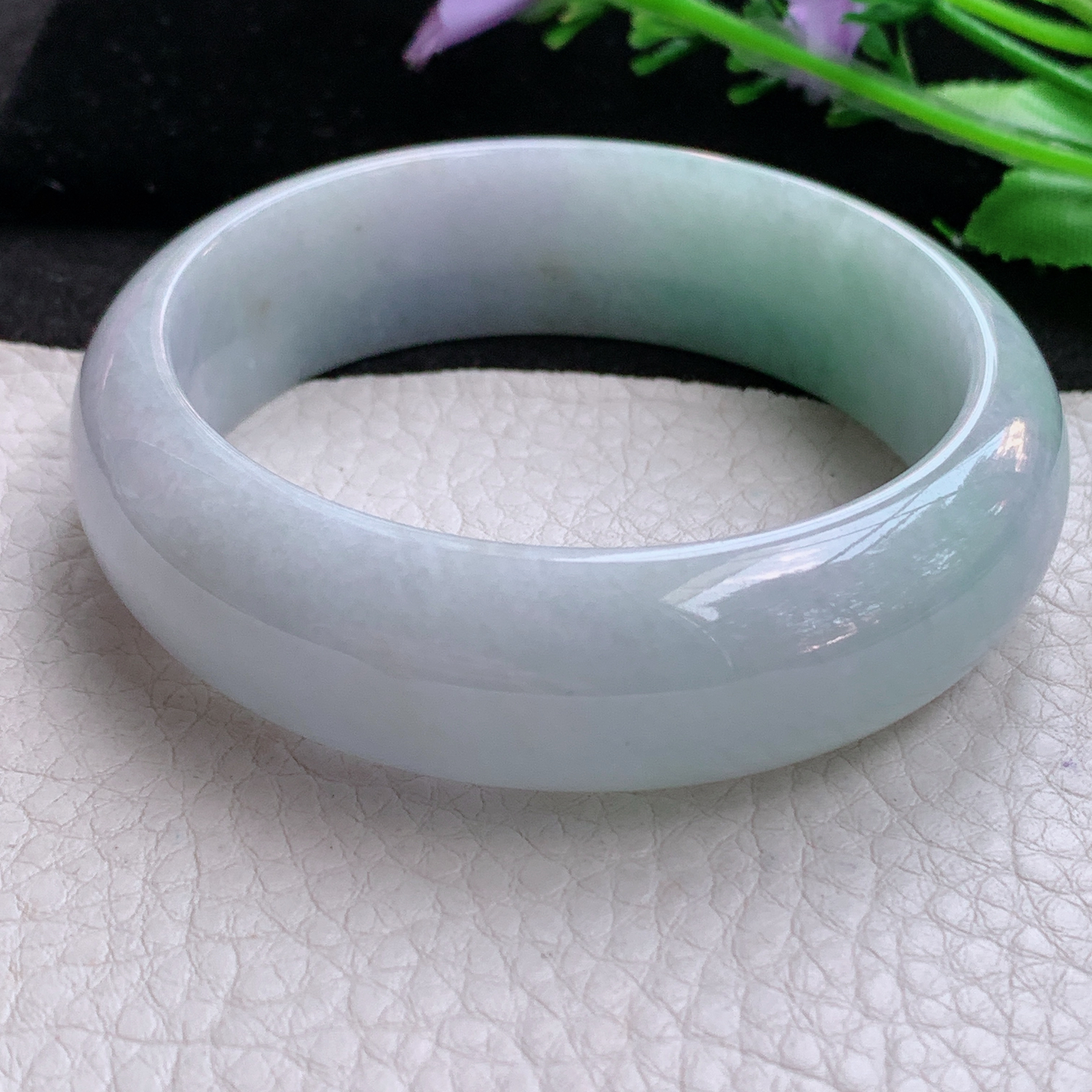 ee实拍57*15.6*8.2轮胎镯 天然缅甸翡翠A货胶感飘绿年轻款宽边玉手环