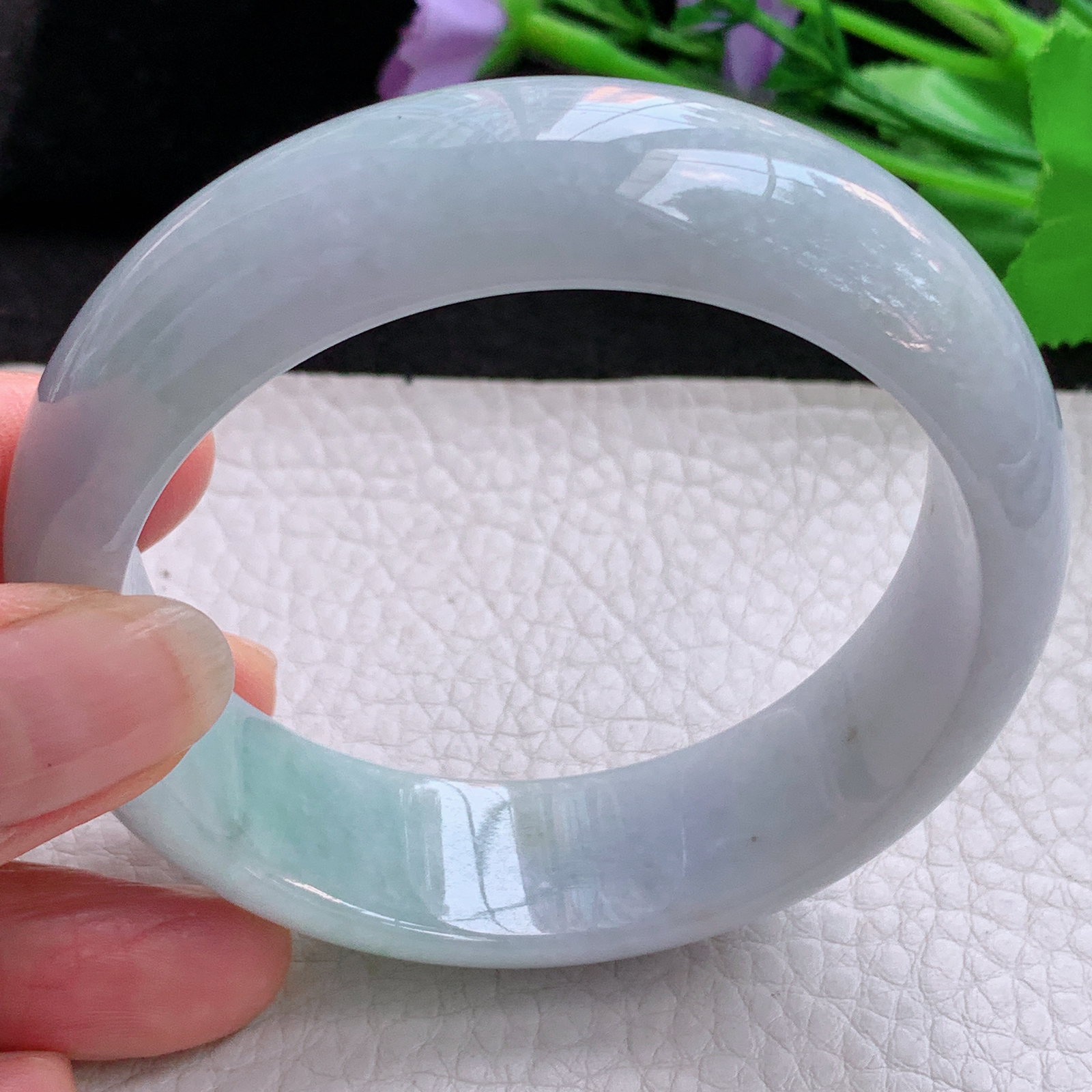 ee实拍57*15.6*8.2轮胎镯 天然缅甸翡翠A货胶感飘绿年轻款宽边玉手环