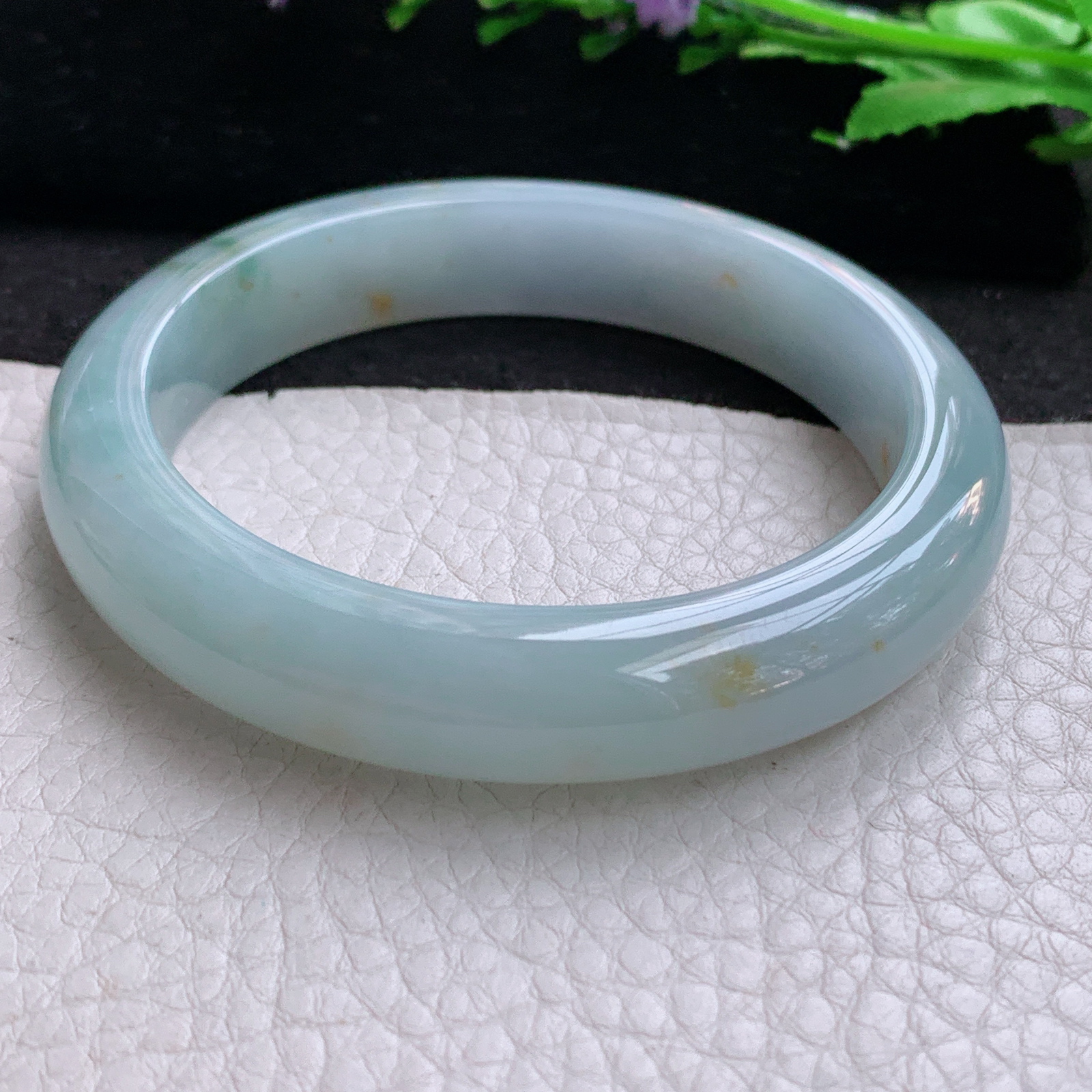 ee实拍57*11.8*8.2平安镯 天然缅甸翡翠A货胶感冰飘花宽边玉手环