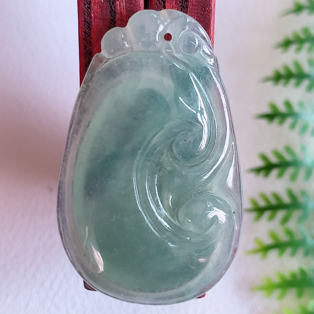 冰吉祥如意翡翠吊坠  寓意“万事如意，吉祥如意,福寿绵长 心想事成”饱满大气，通透水润  W141.