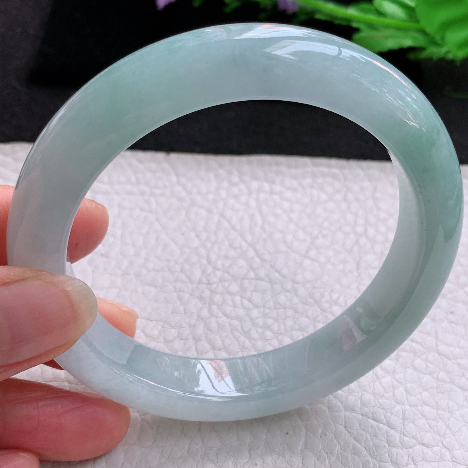 xo大圈口59.8*12.5*9.6招财镯 天然缅甸翡翠A货冰胶半山水宽边玉手环