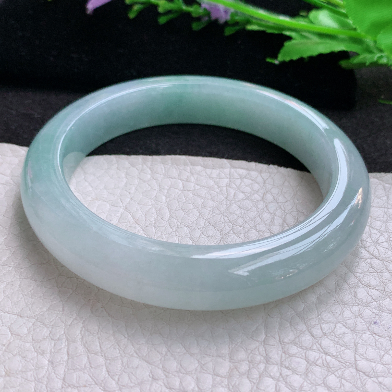 xo大圈口59.8*12.5*9.6招财镯 天然缅甸翡翠A货冰胶半山水宽边玉手环