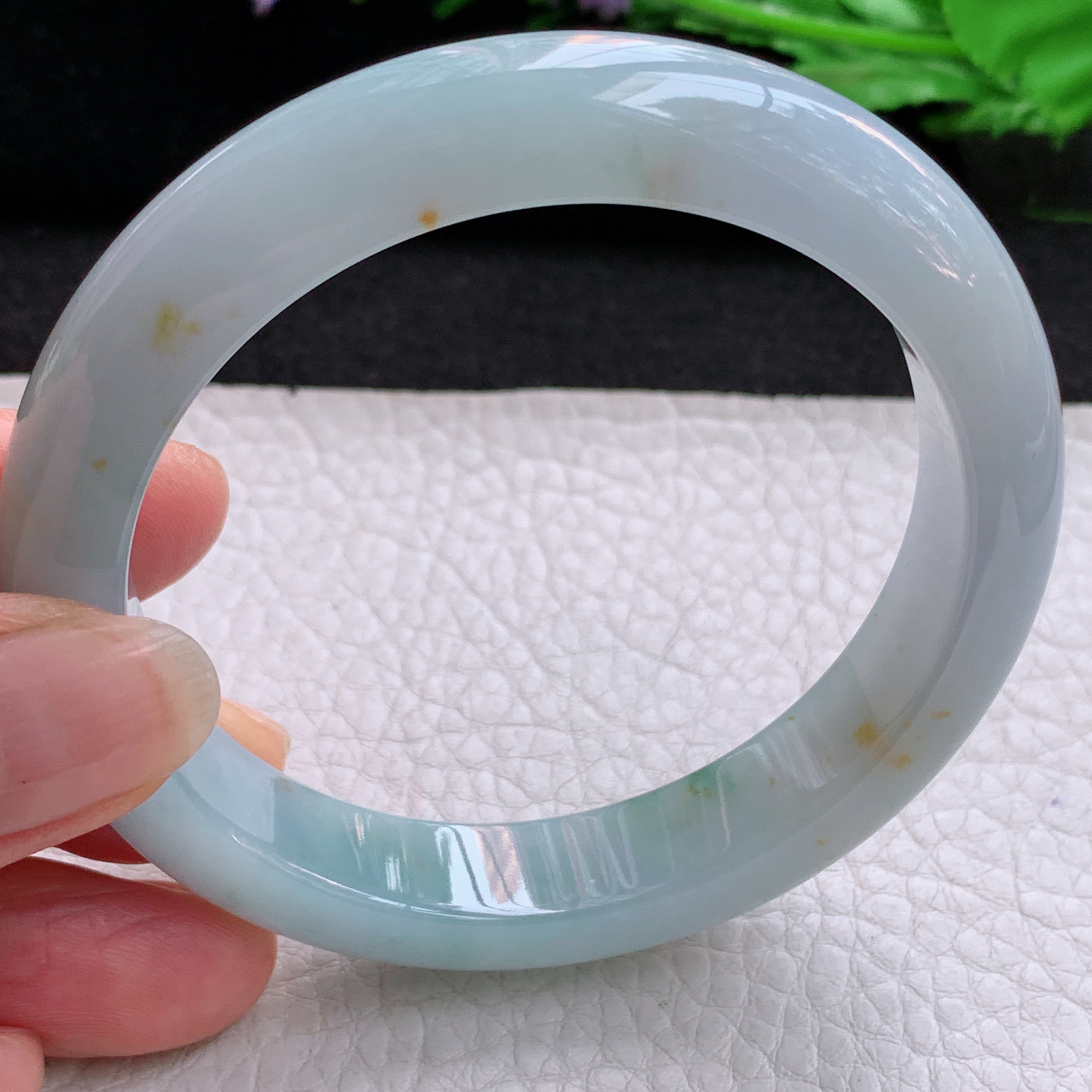 ee实拍57*11.8*8.2平安镯 天然缅甸翡翠A货胶感冰飘花宽边玉手环