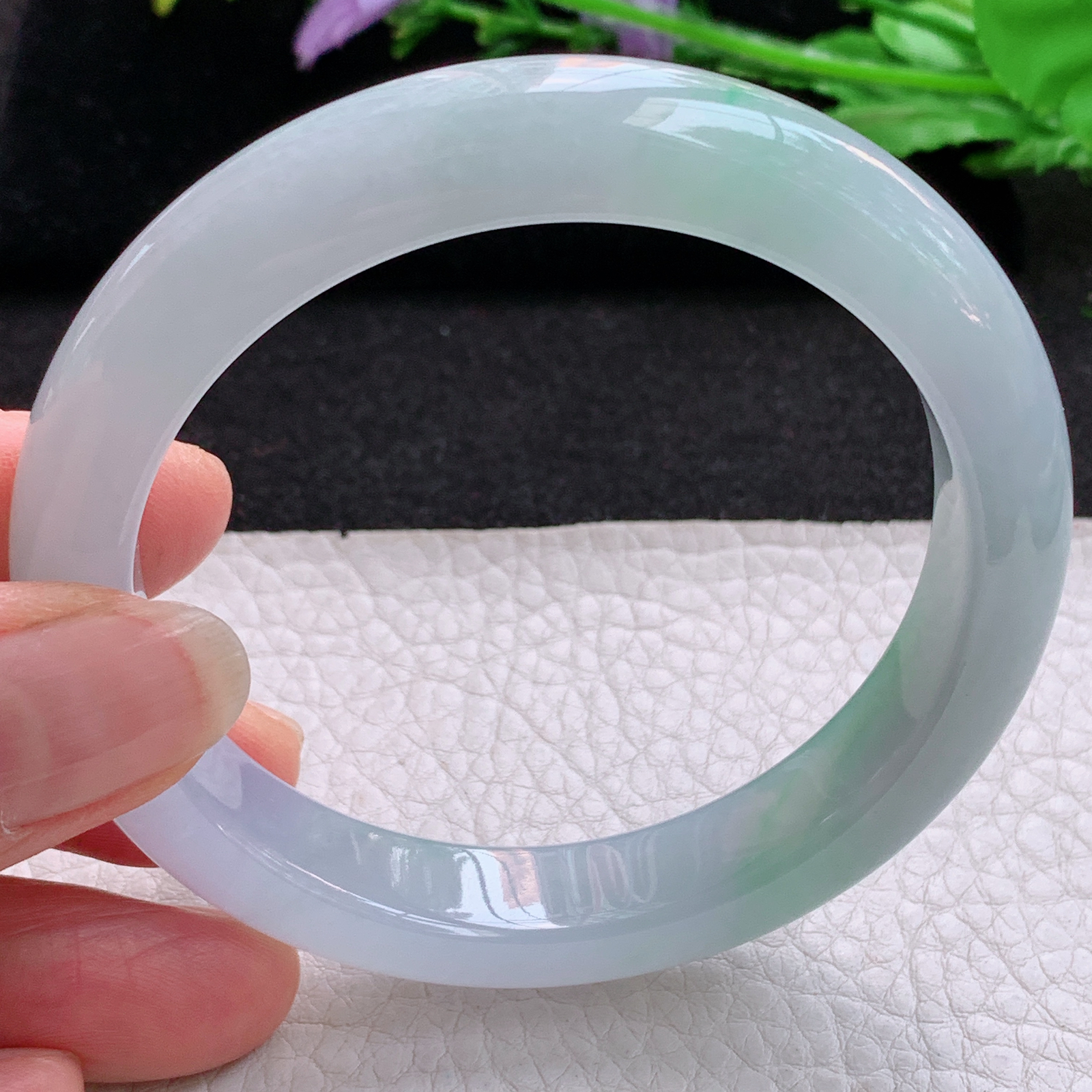 xo实拍58*12*8.5平安镯 天然缅甸翡翠A货清爽高雅宽边玉手环