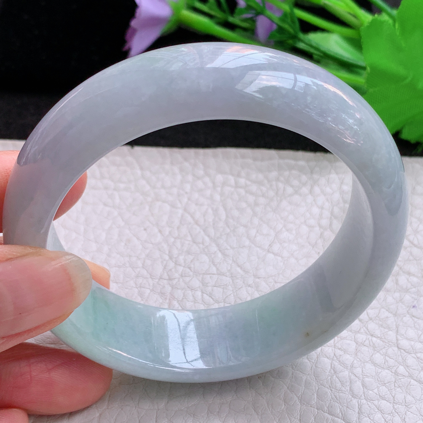 ee实拍57*15.6*8.2轮胎镯 天然缅甸翡翠A货胶感飘绿年轻款宽边玉手环